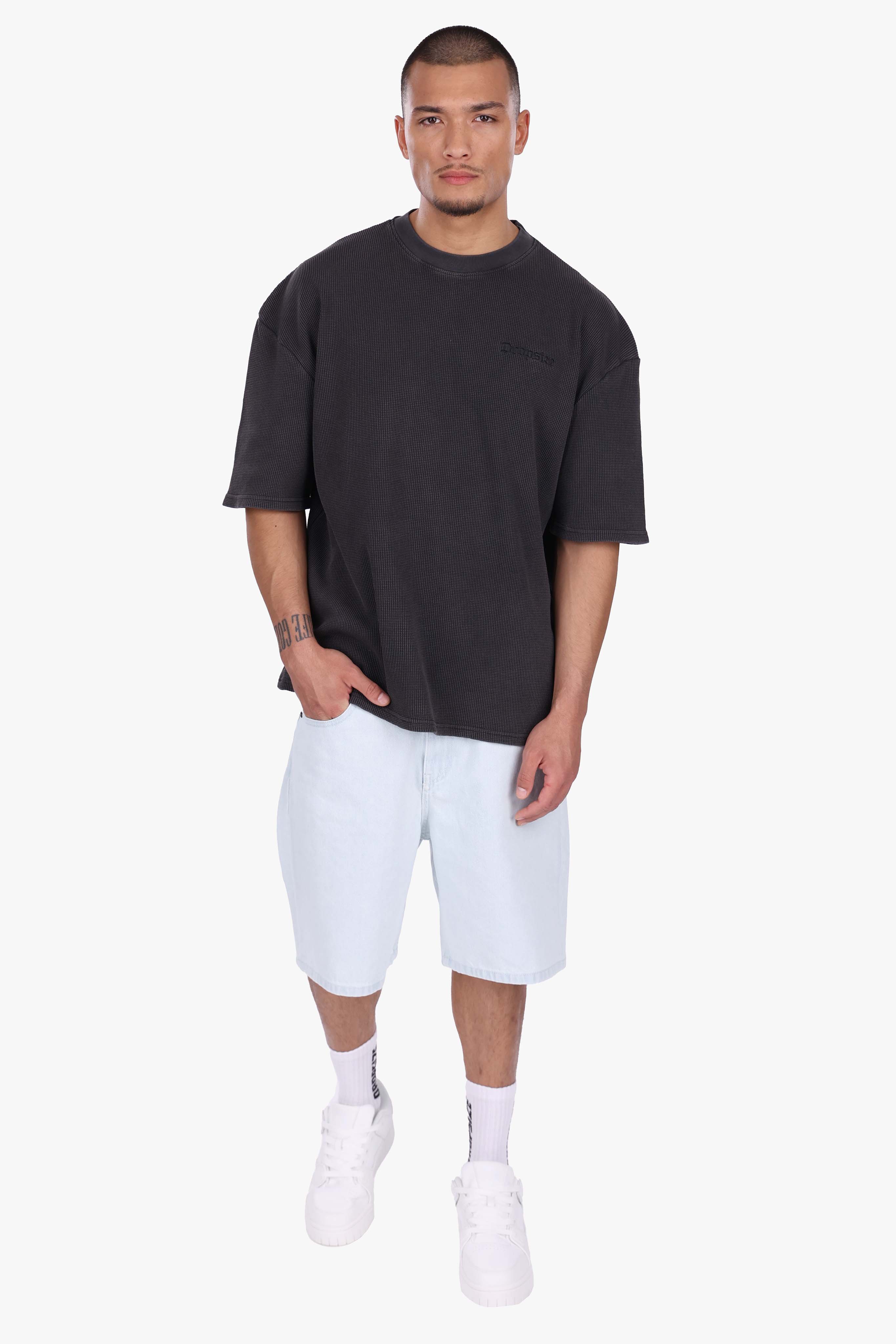 OVERSIZE WAFFLE SHIRT ACID WASHED BLACK