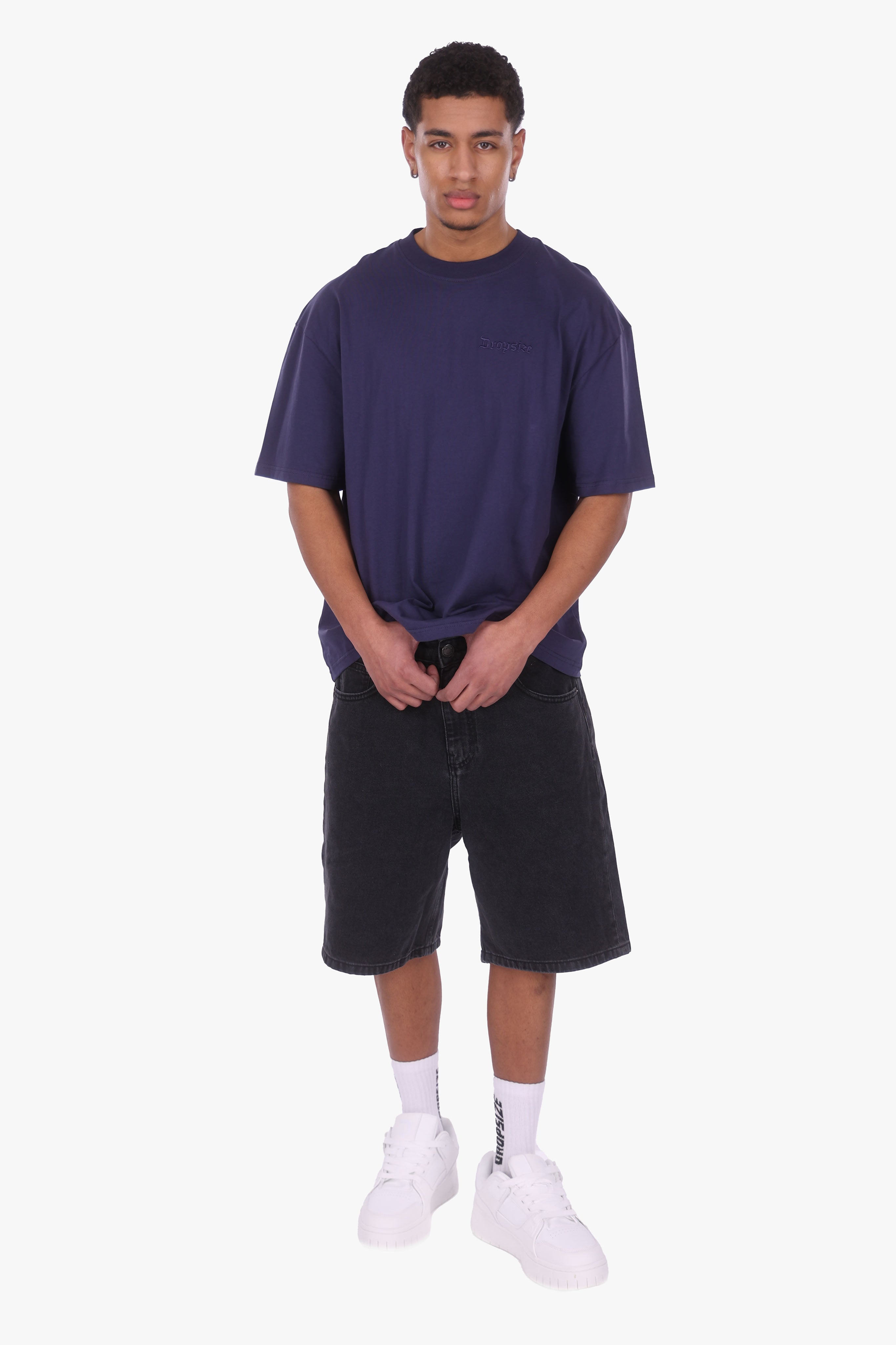 HEAVY OVERSIZE EMBO T-SHIRT NAVY