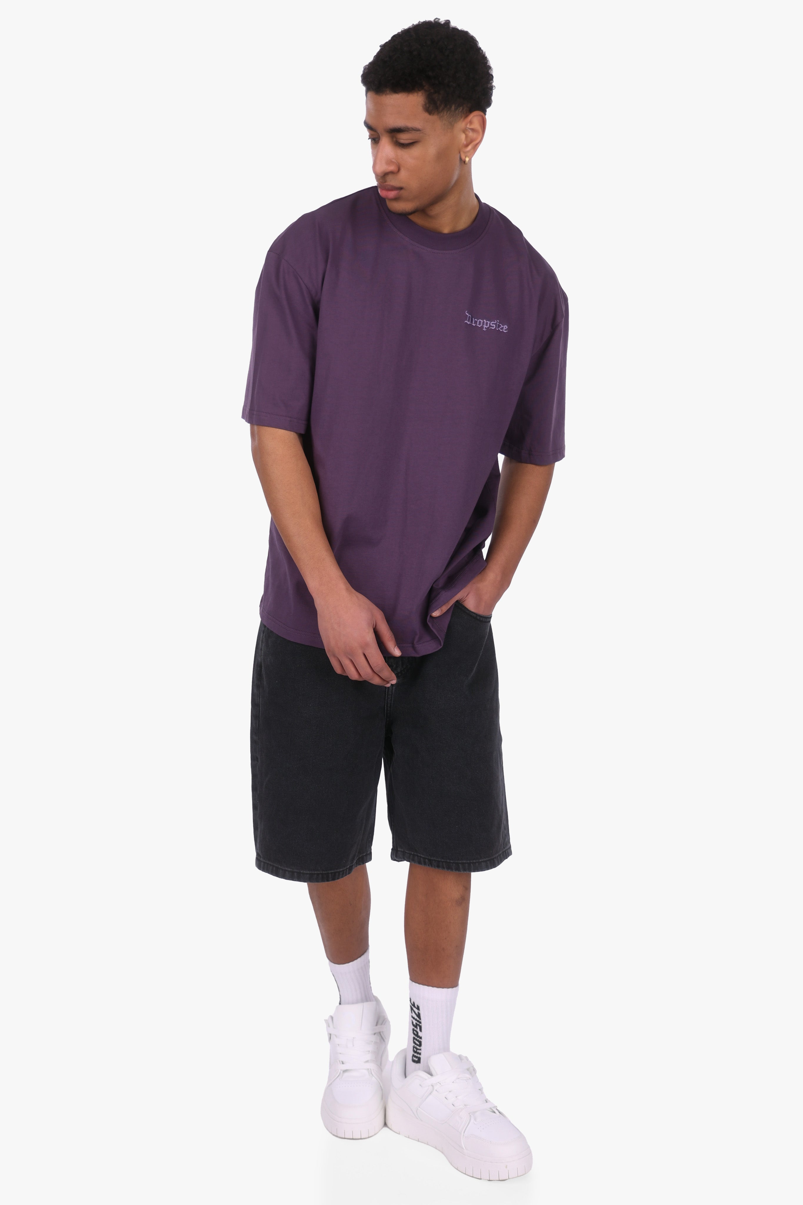 HEAVY OVERSIZE EMBO T-SHIRT PLUM