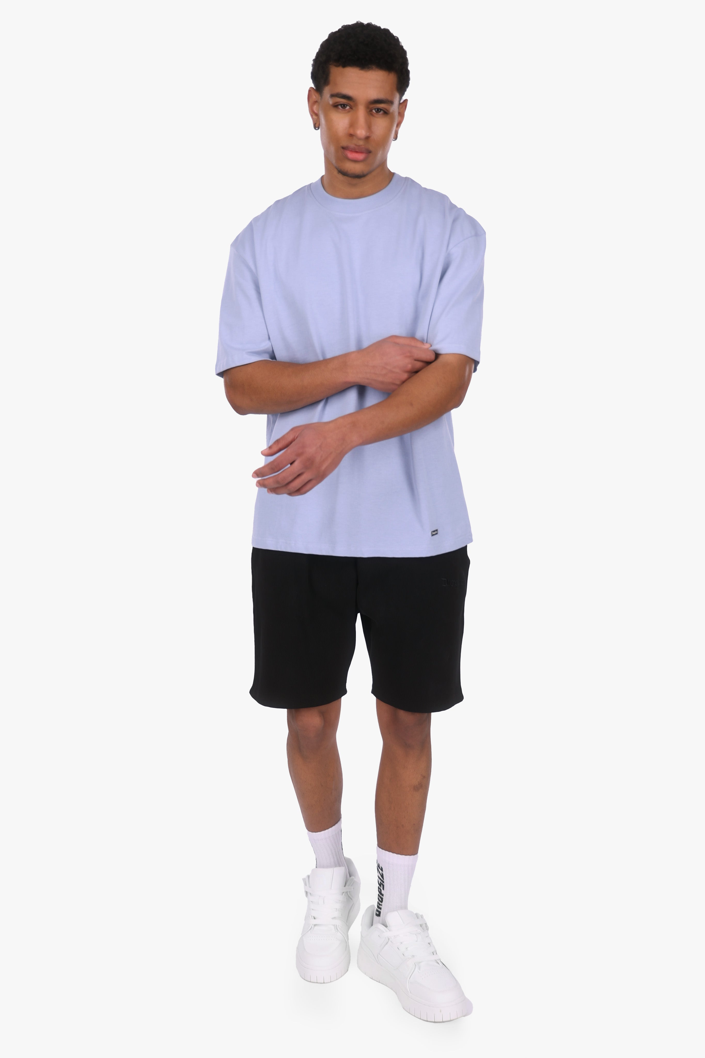 HEAVY OVERSIZE METAL PATCH T-SHIRT VINTAGE BLUE