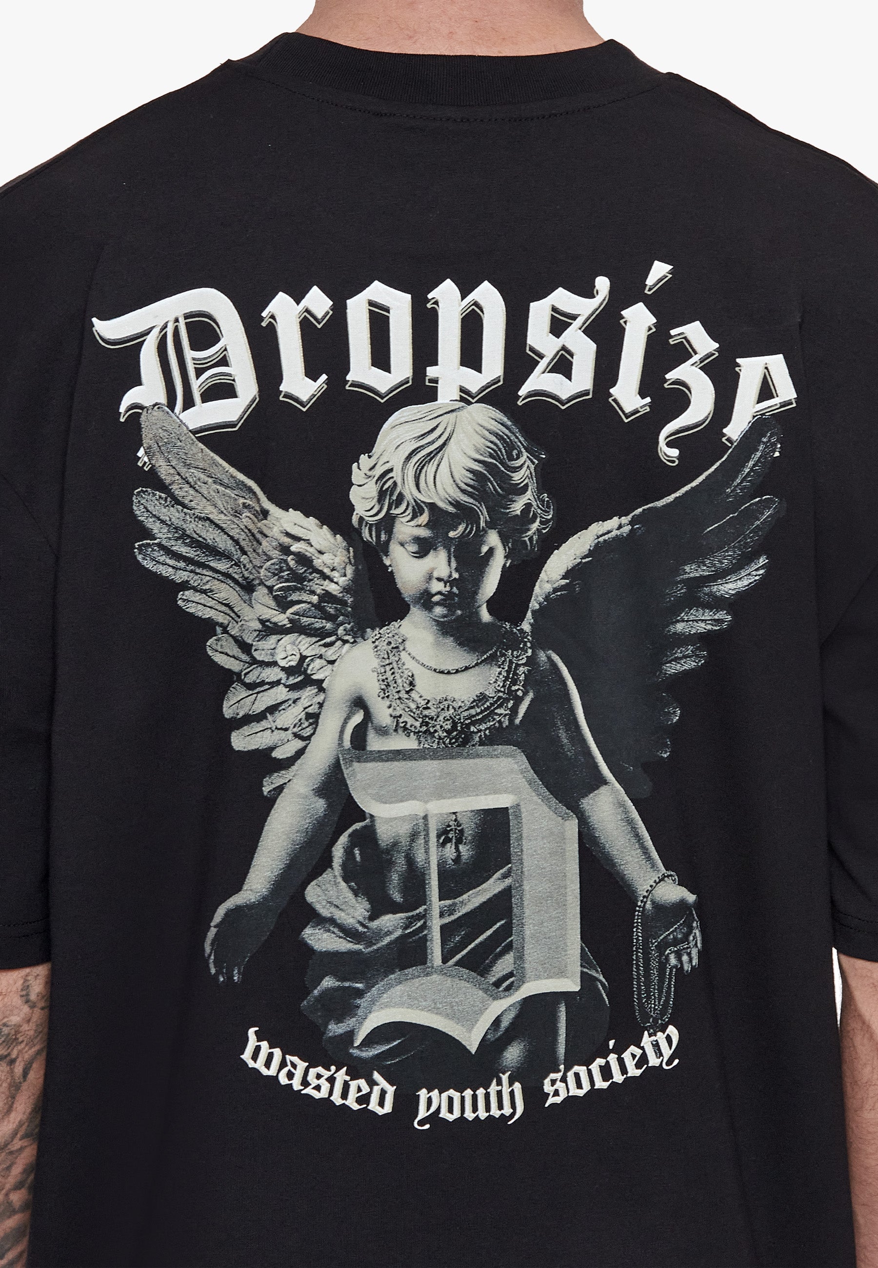 HEAVY OVERSIZE D-LOGO ANGEL T-SHIRT BLACK