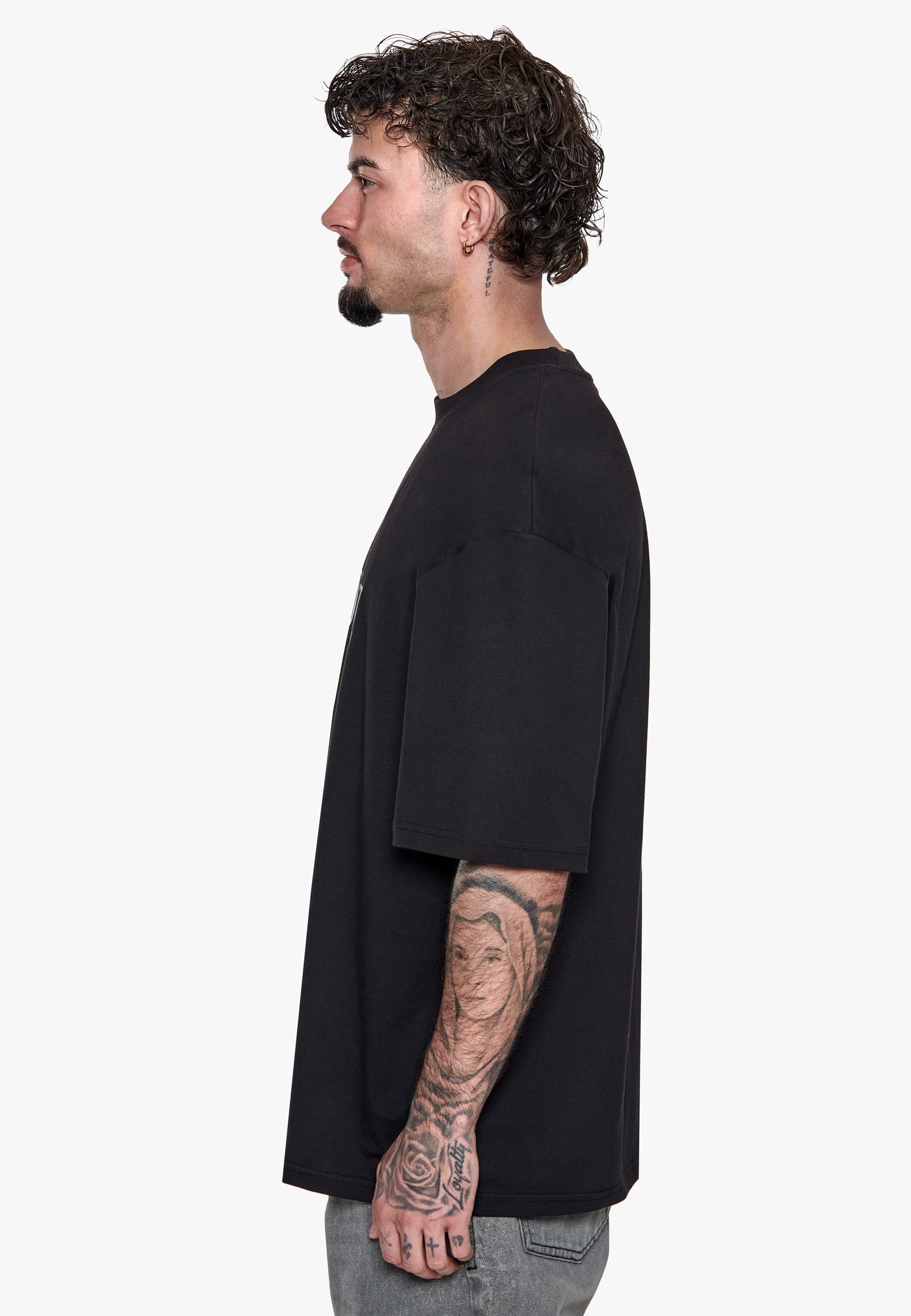 HEAVY OVERSIZE FRONT EAGLE T-SHIRT BLACK