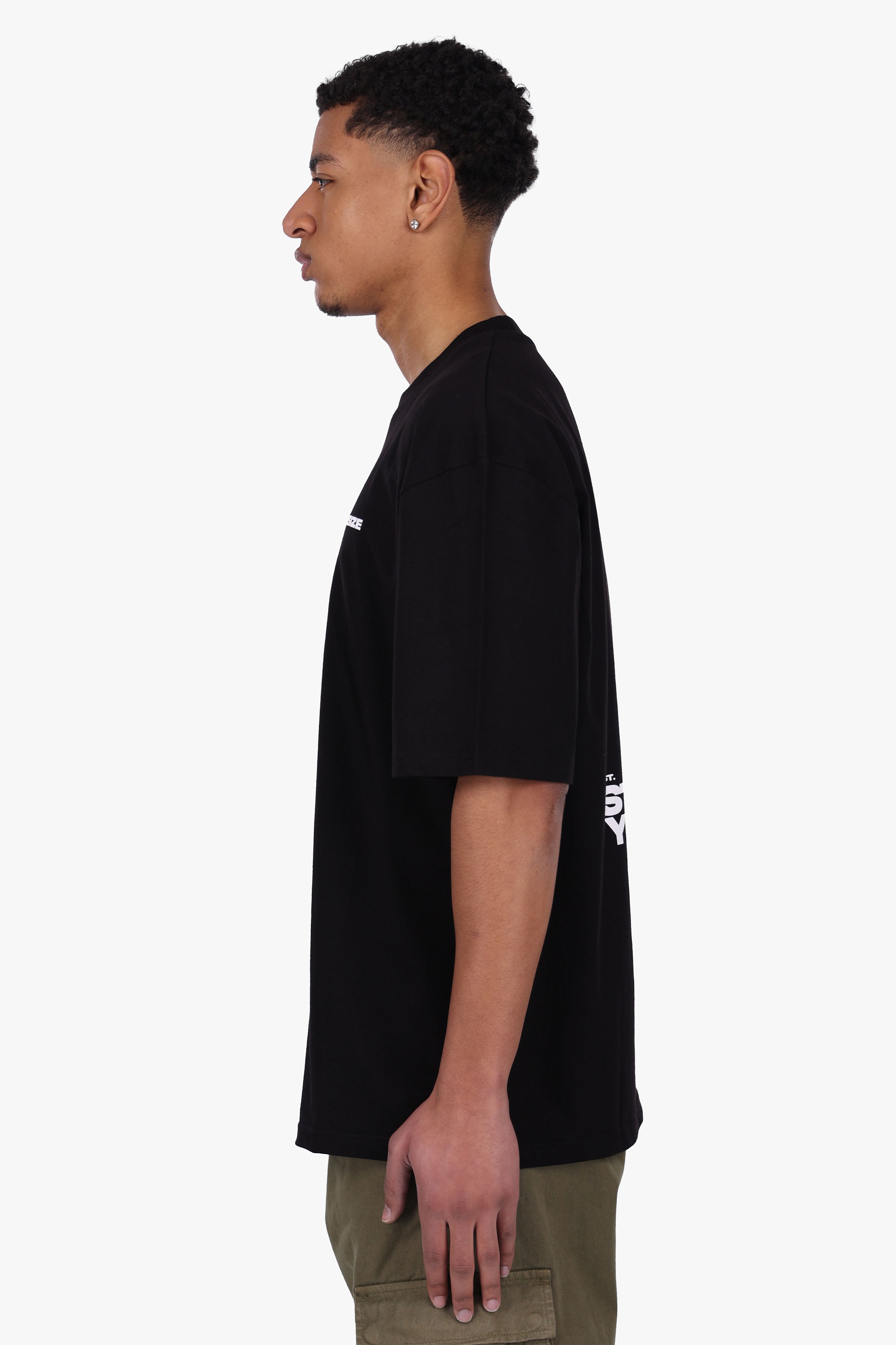 HEAVY OVERSIZE STAY TRUE FLOWERS T-SHIRT BLACK