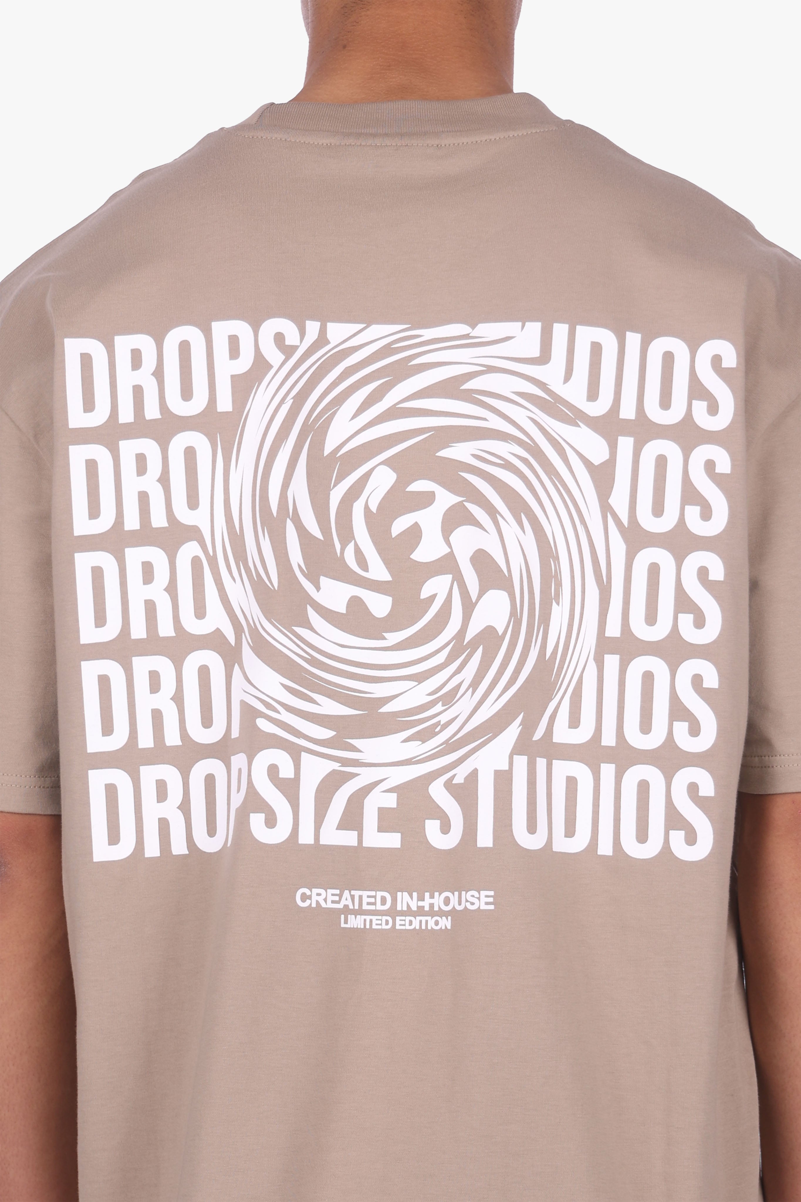 HEAVY OVERSIZE DROPSIZE STUDIOS SWIRL T-SHIRT SILVER MINK