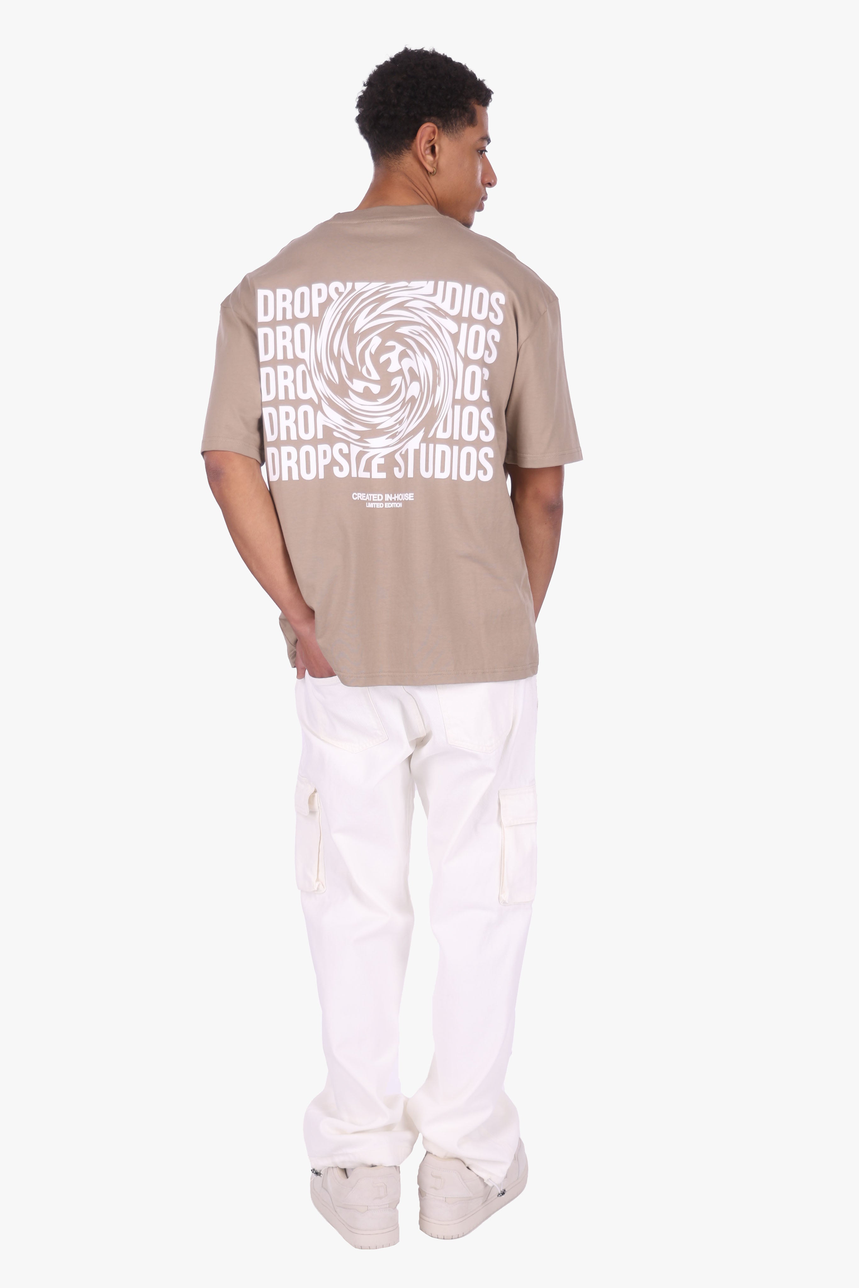 HEAVY OVERSIZE DROPSIZE STUDIOS SWIRL T-SHIRT SILVER MINK