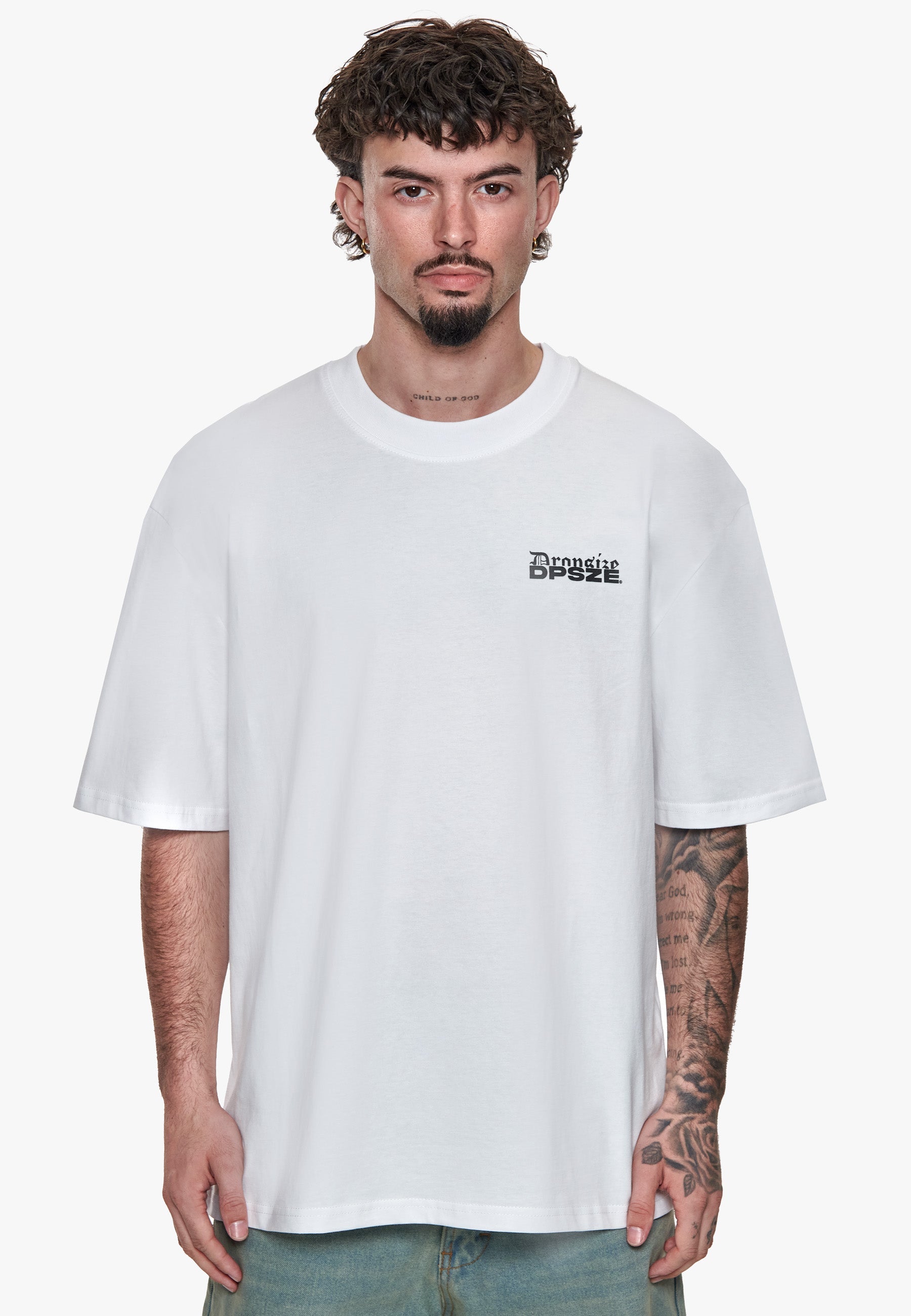 HEAVY OVERSIZE DPSZE SPLIT FONT T-SHIRT WHITE