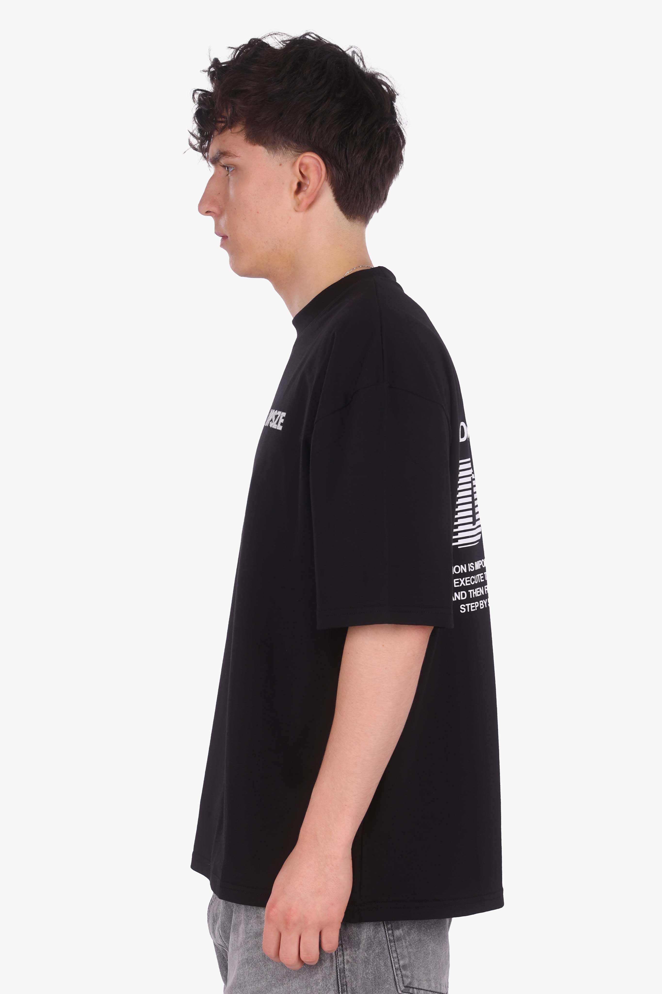 HEAVY OVERSIZE DPSZE LINES BACKPRINT T-SHIRT BLACK