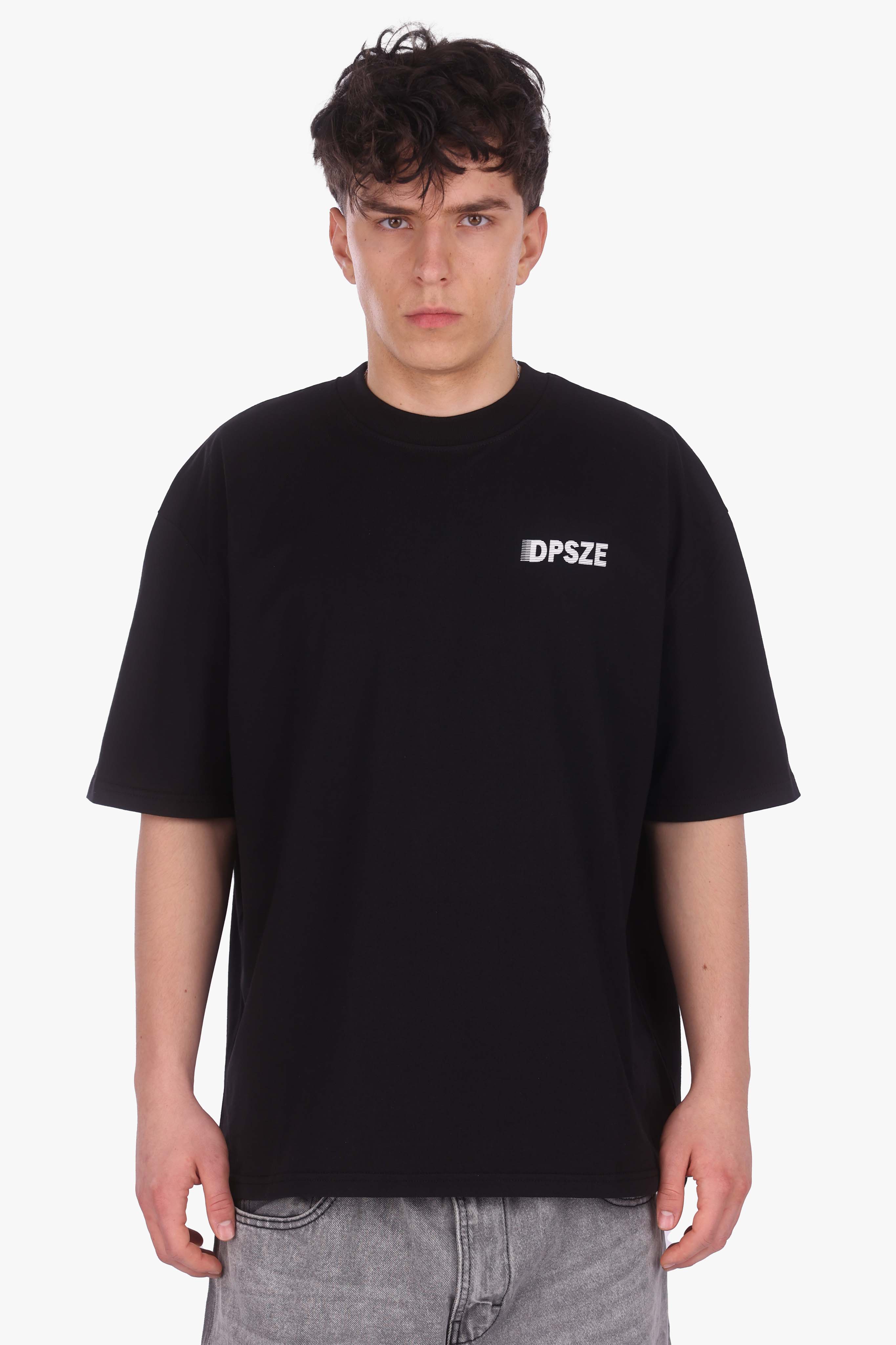 HEAVY OVERSIZE DPSZE LINES BACKPRINT T-SHIRT BLACK