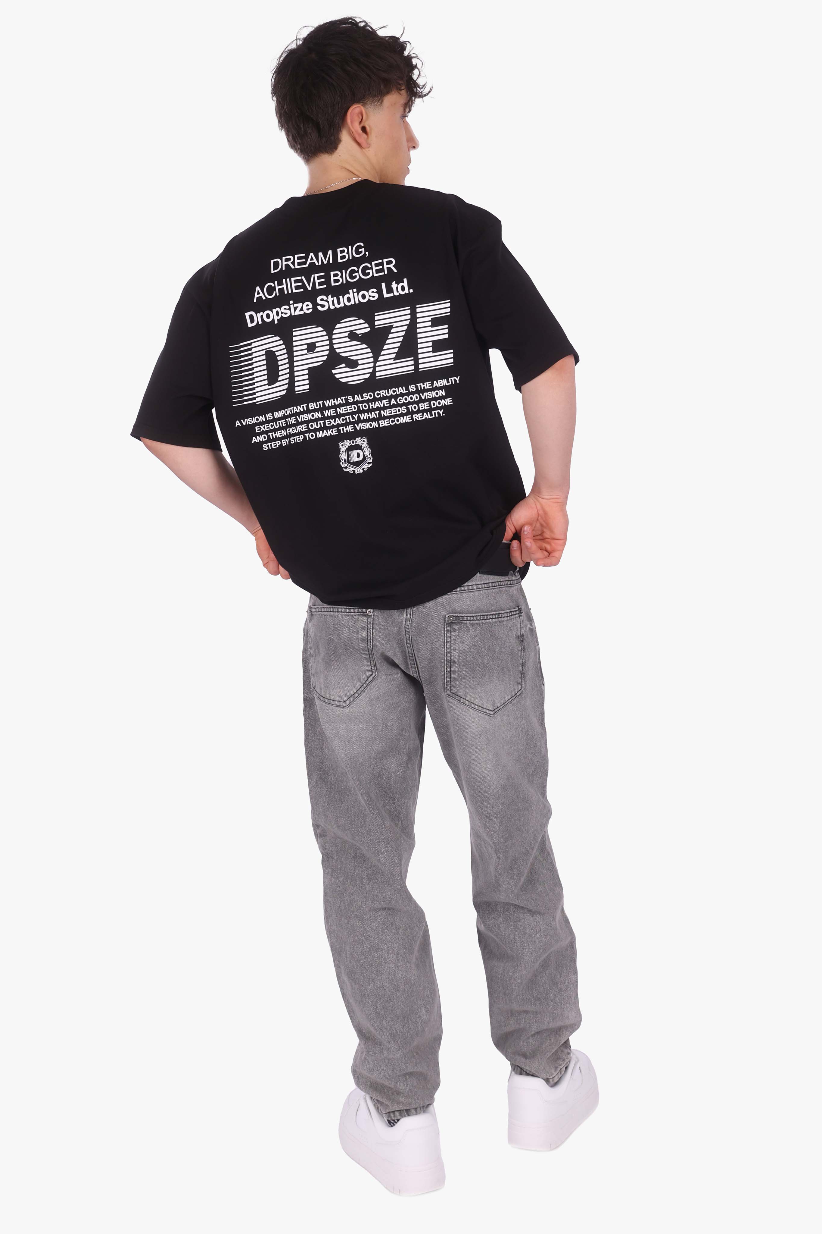 HEAVY OVERSIZE DPSZE LINES BACKPRINT T-SHIRT BLACK