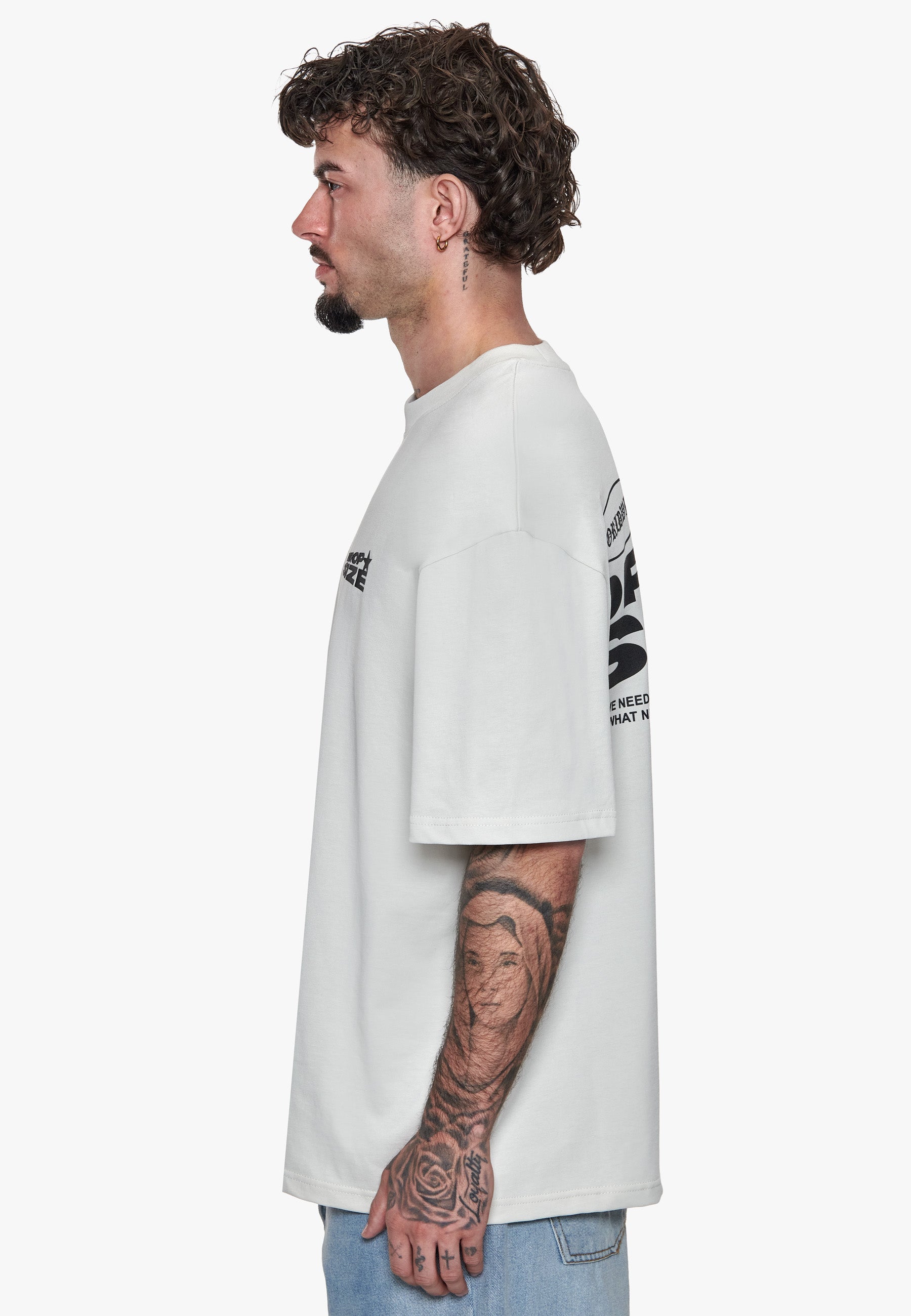 HEAVY OVERSIZE STAR BACKPRINT T-SHIRT LIGHT GREY