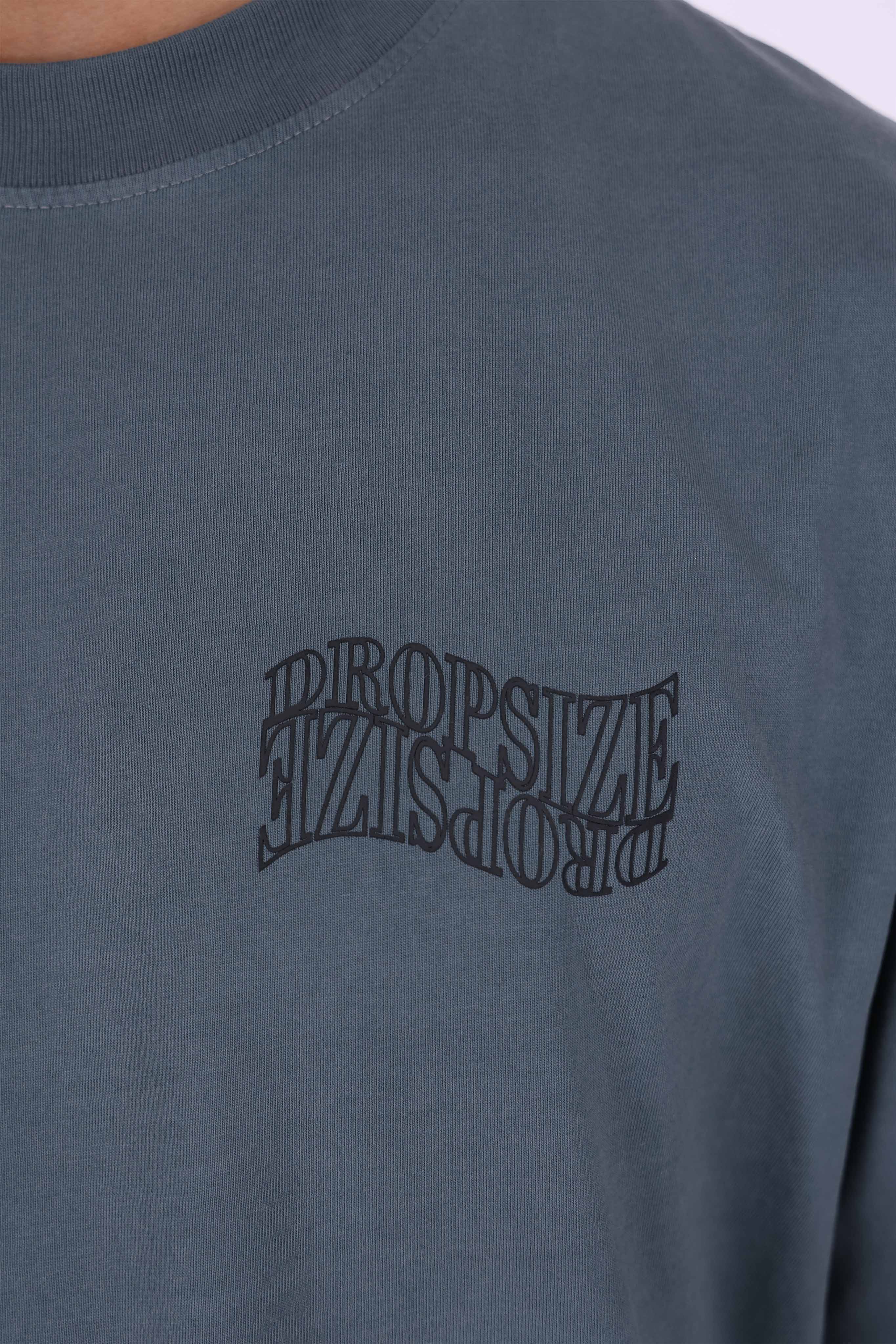 HEAVY OVERSIZE MIRRORED LOGO T-SHIRT ACID WASHED GREY