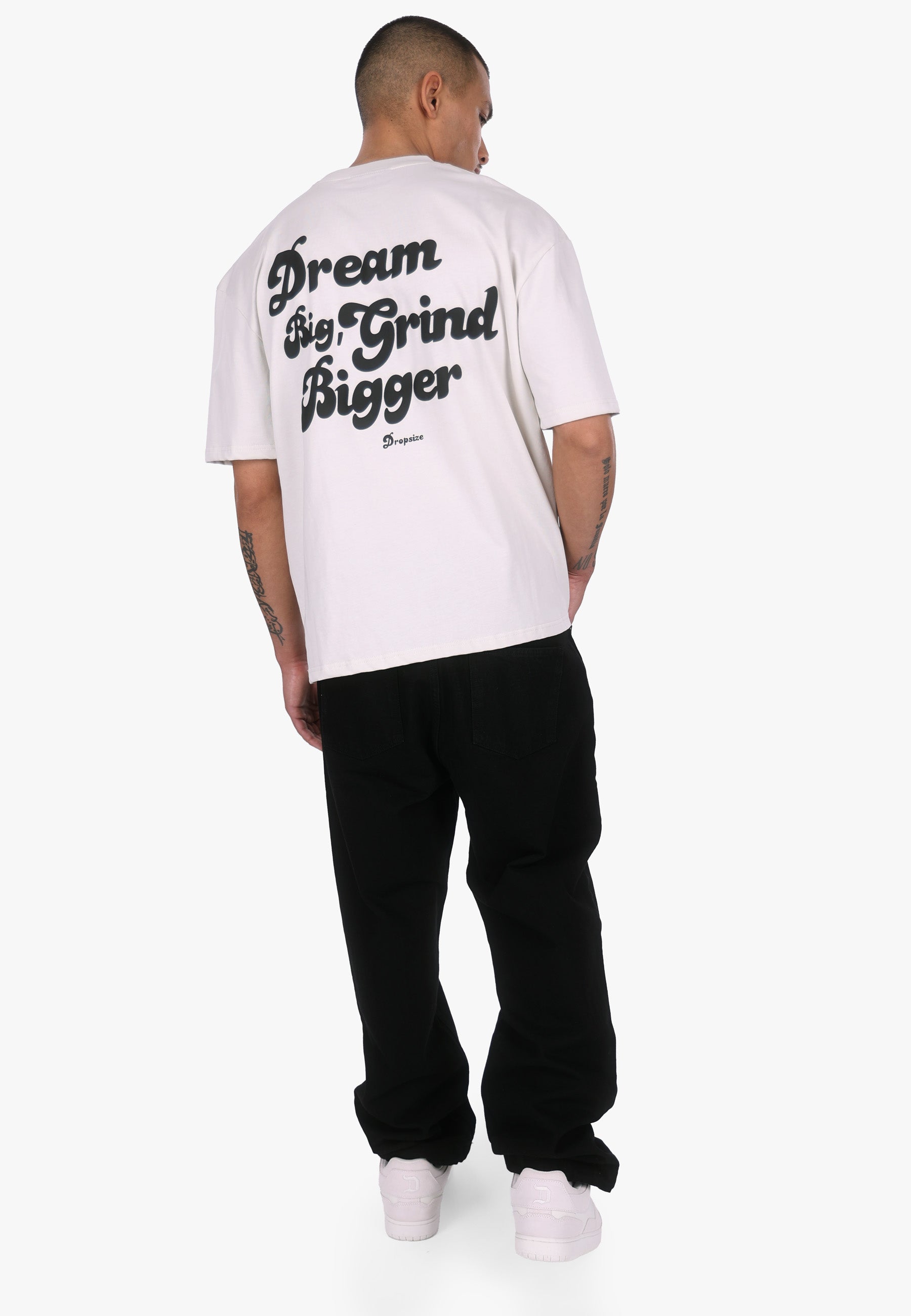 HEAVY OVERSIZED DREAM AND GRIND T-SHIRT LIGHT GREY