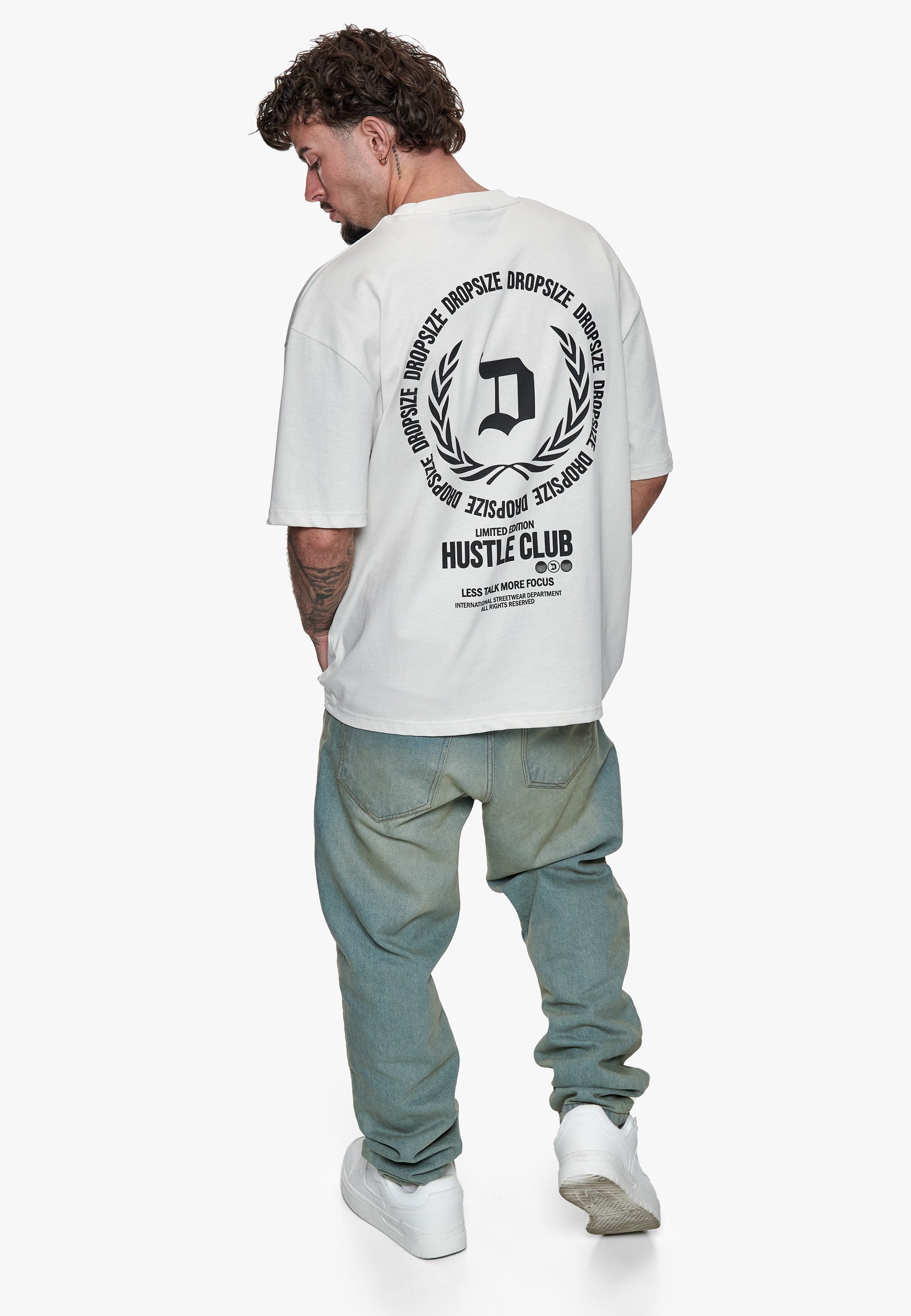 HEAVY OVERSIZE HUSTLE CLUB CIRCLE LIGHT GREY