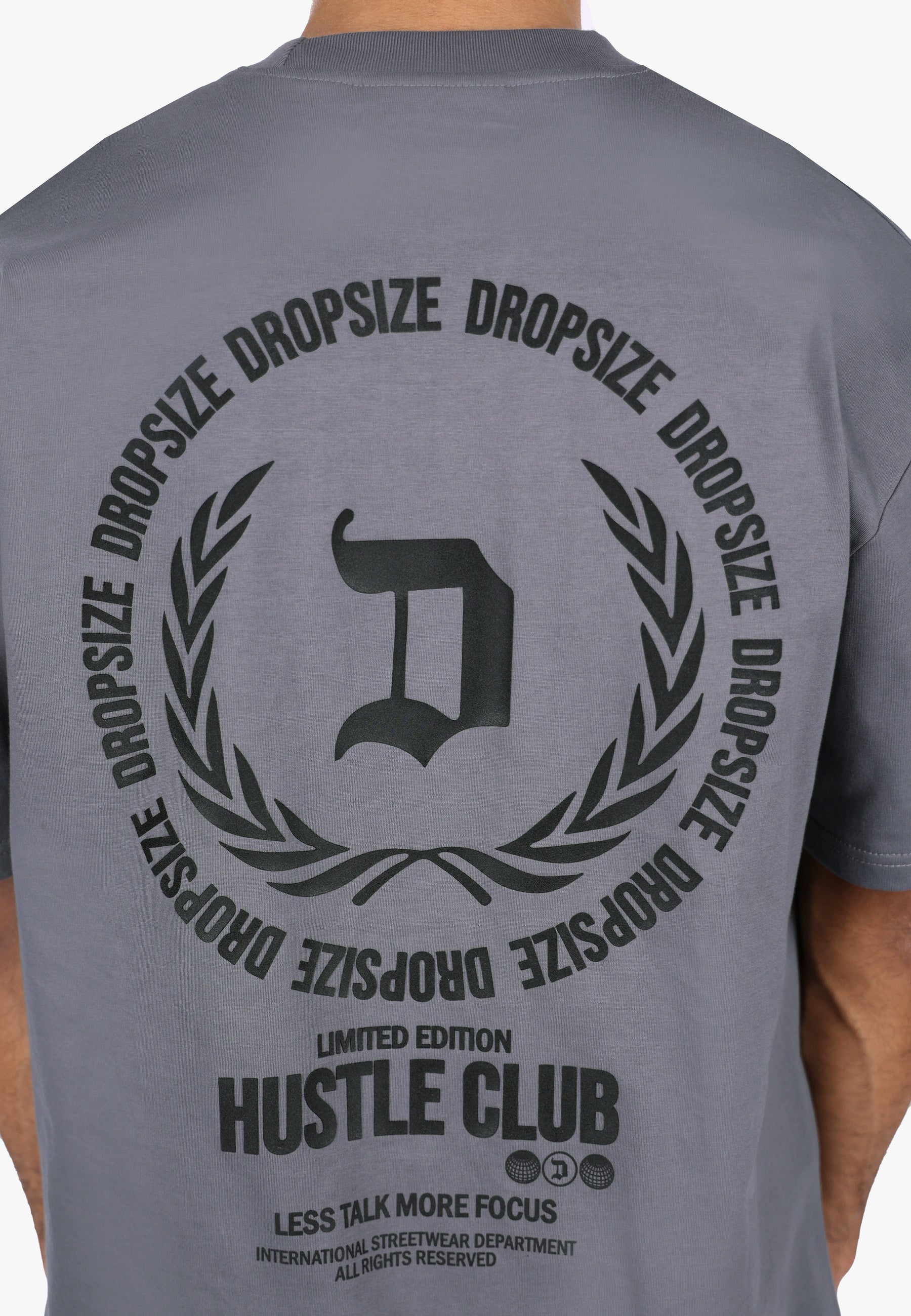 HEAVY OVERSIZE HUSTLE CLUB CIRCLE STEEL GREY