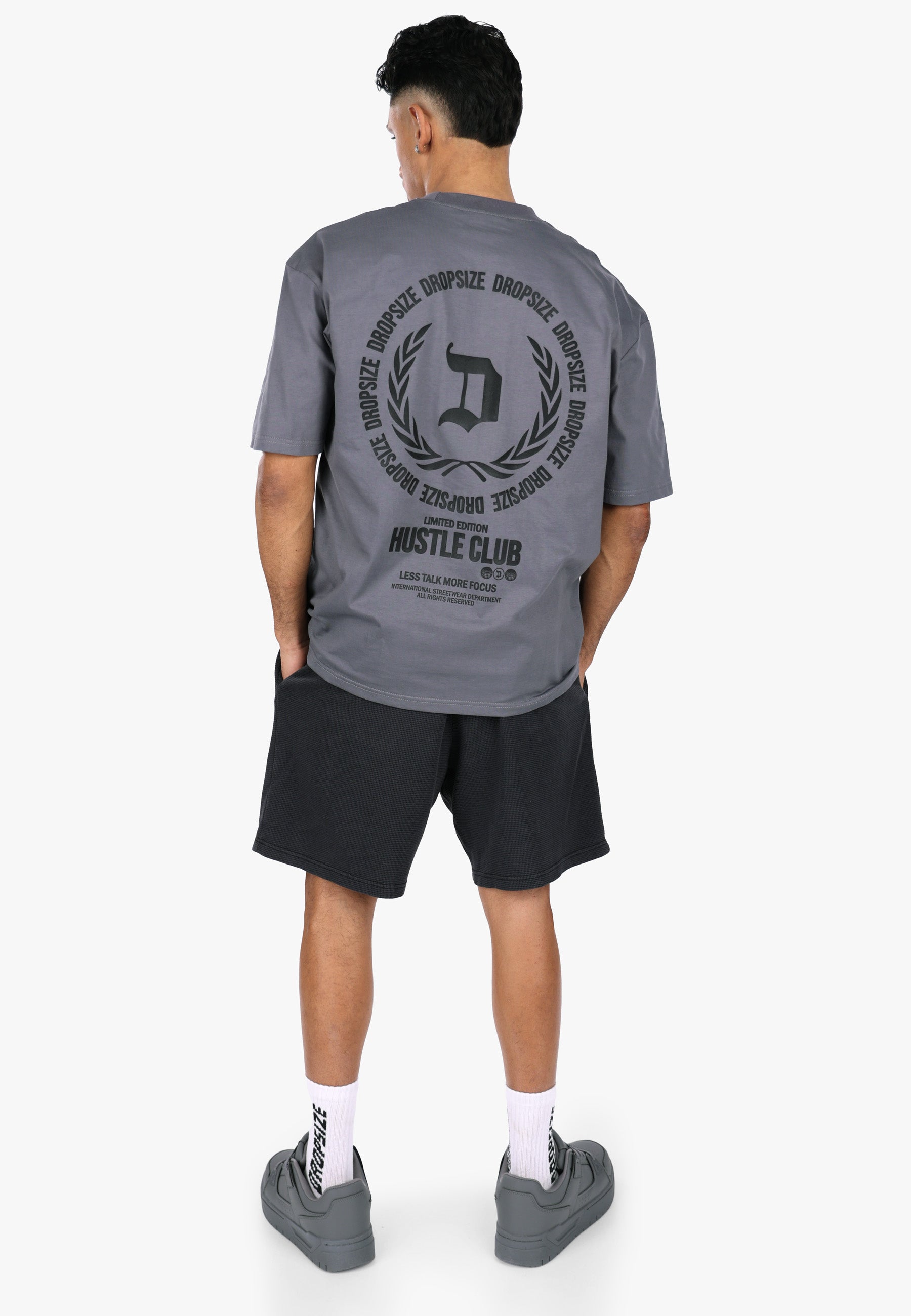 HEAVY OVERSIZE HUSTLE CLUB CIRCLE STEEL GREY