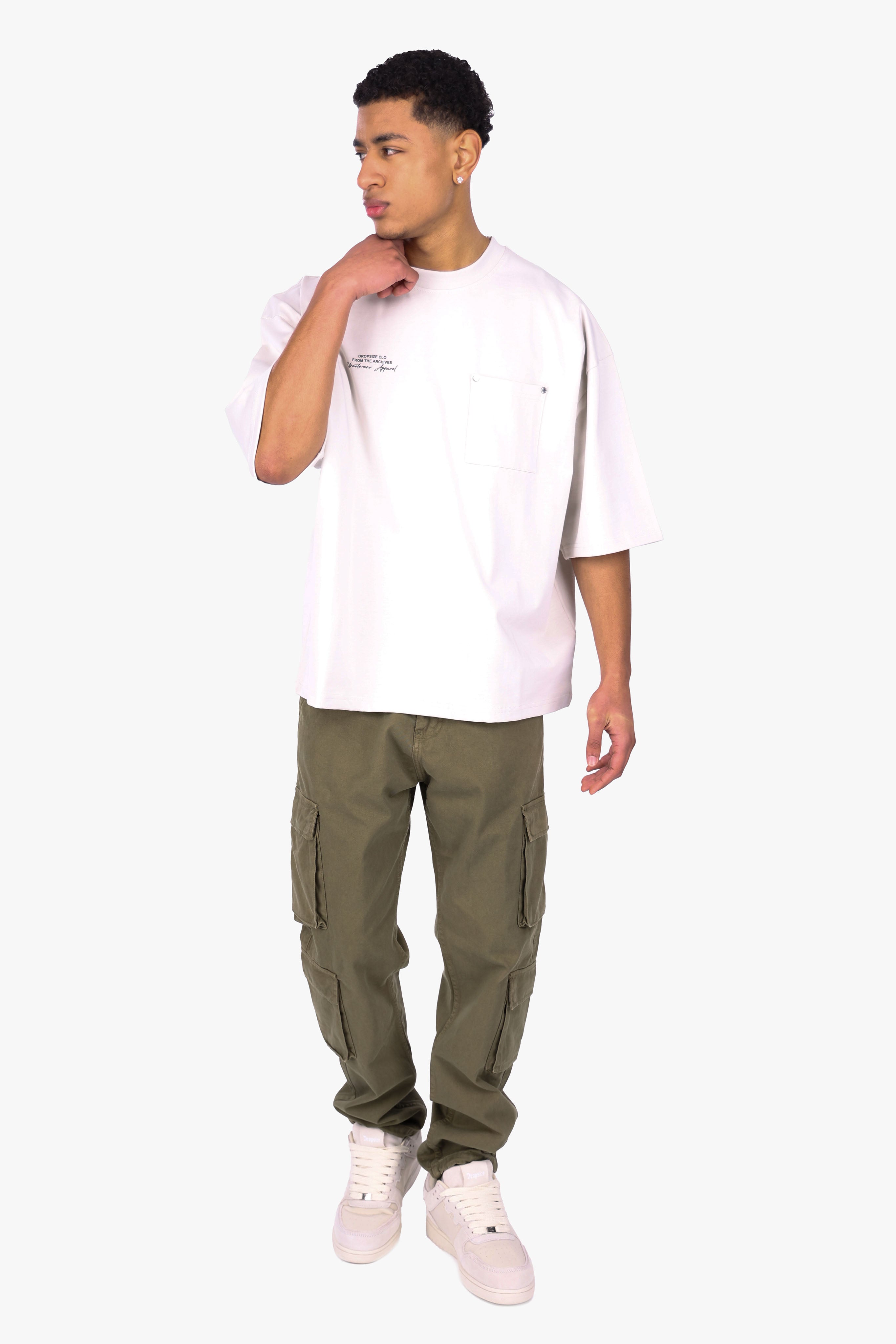 HEAVY OVERSIZE POCKET T-SHIRT LIGHT GREY