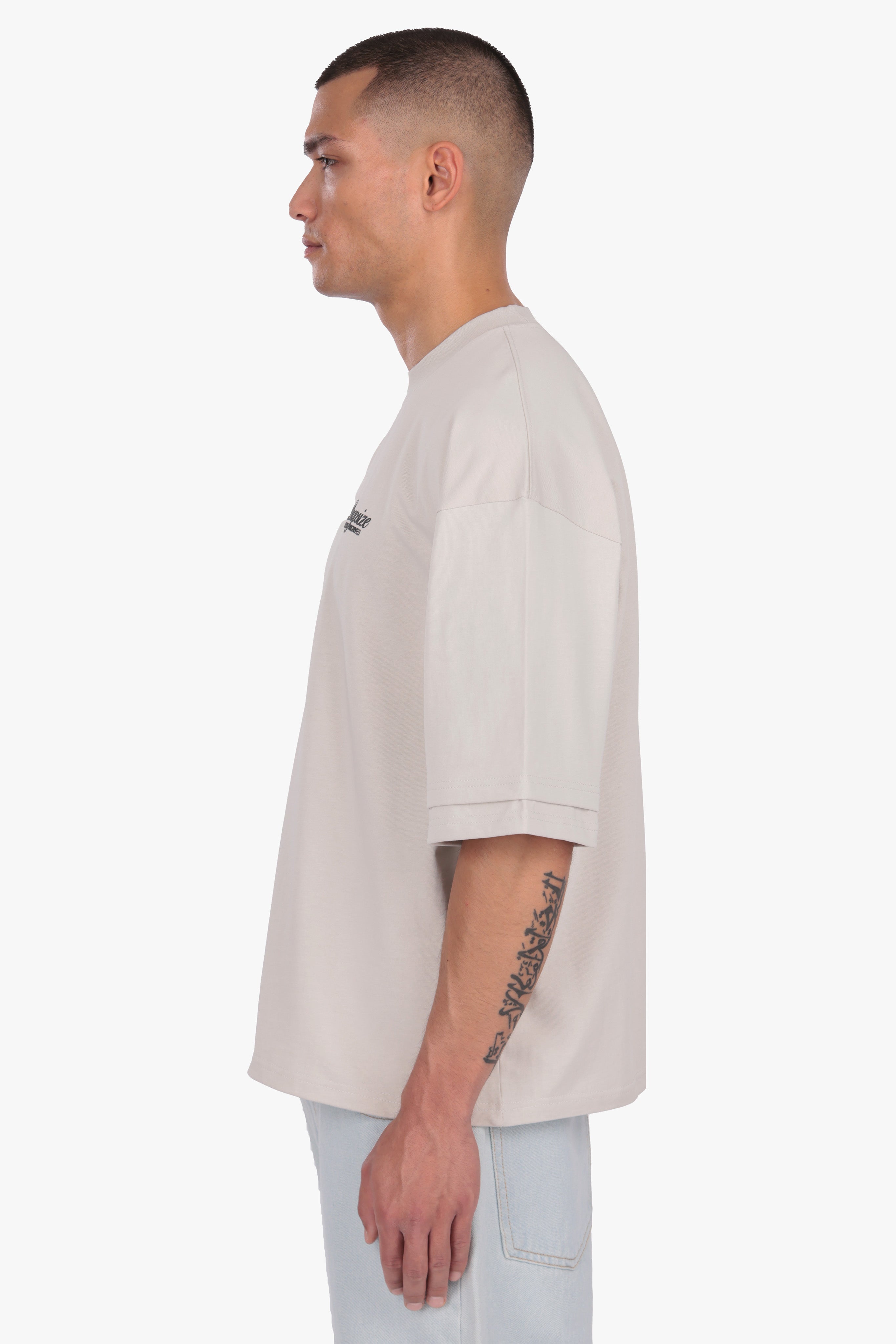 HEAVY OVERSIZE DOUBLE ARM T-SHIRT LIGHT GREY