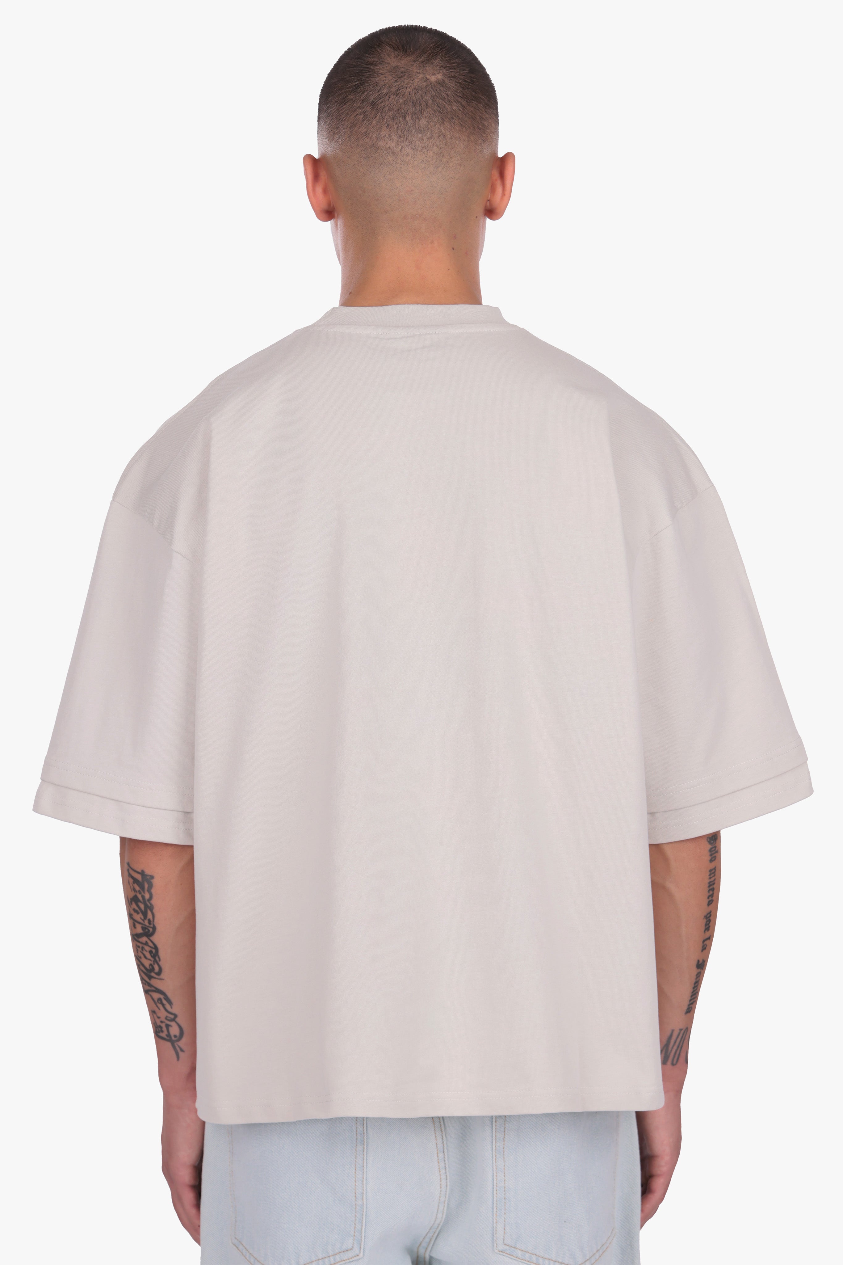 HEAVY OVERSIZE DOUBLE ARM T-SHIRT LIGHT GREY