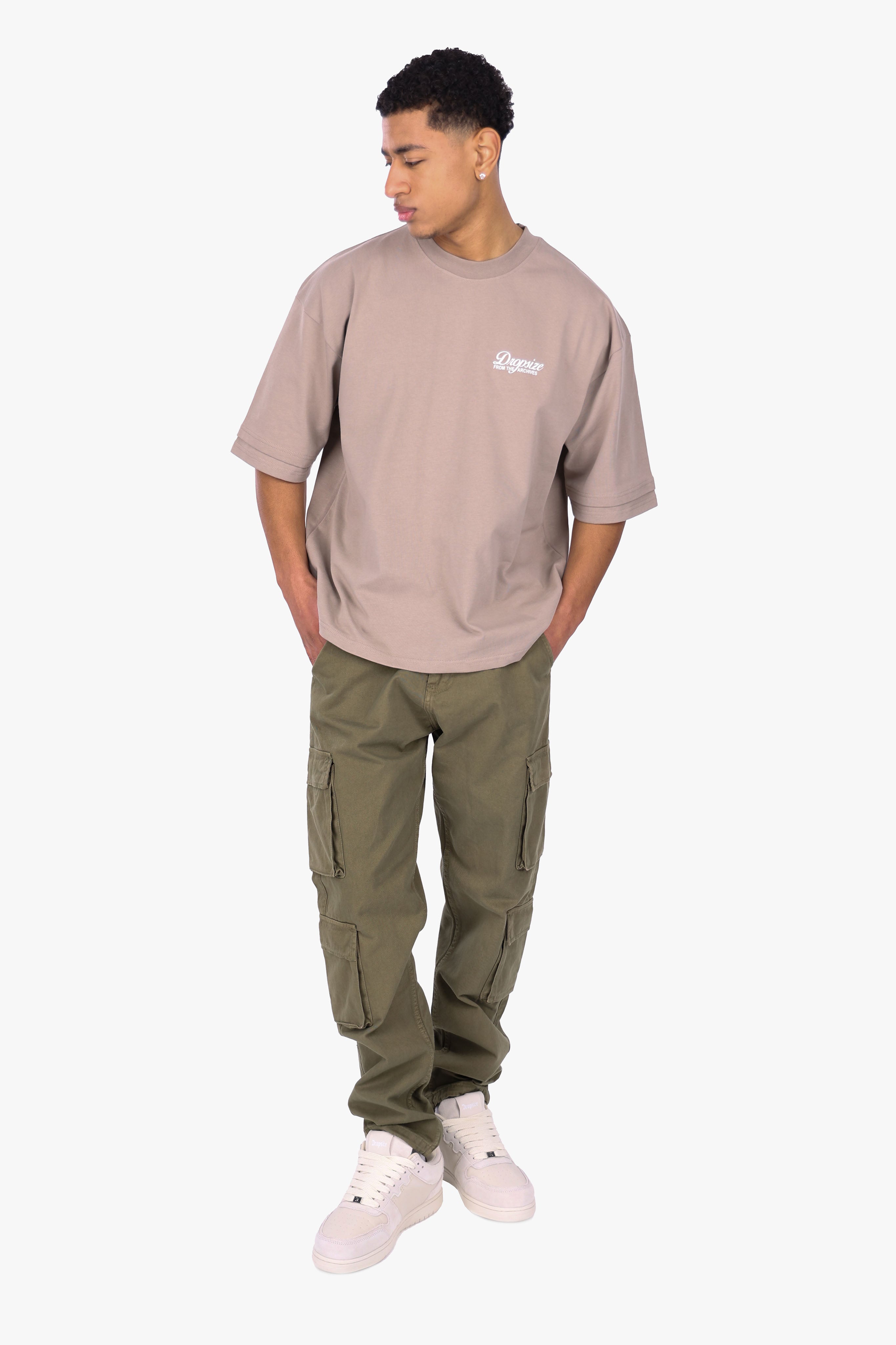 HEAVY OVERSIZE DOUBLE ARM T-SHIRT SIMPLY TAUPE