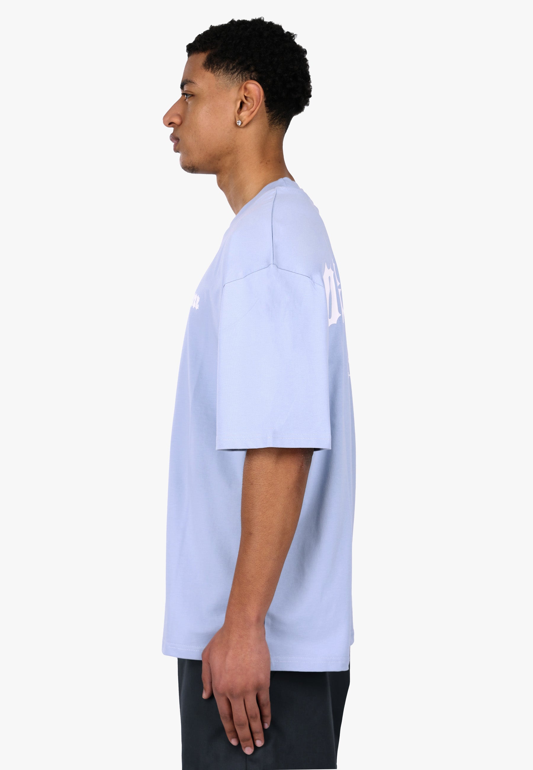 HEAVY OVERSIZE BIG PRINT T-SHIRT VINTAGE BLUE