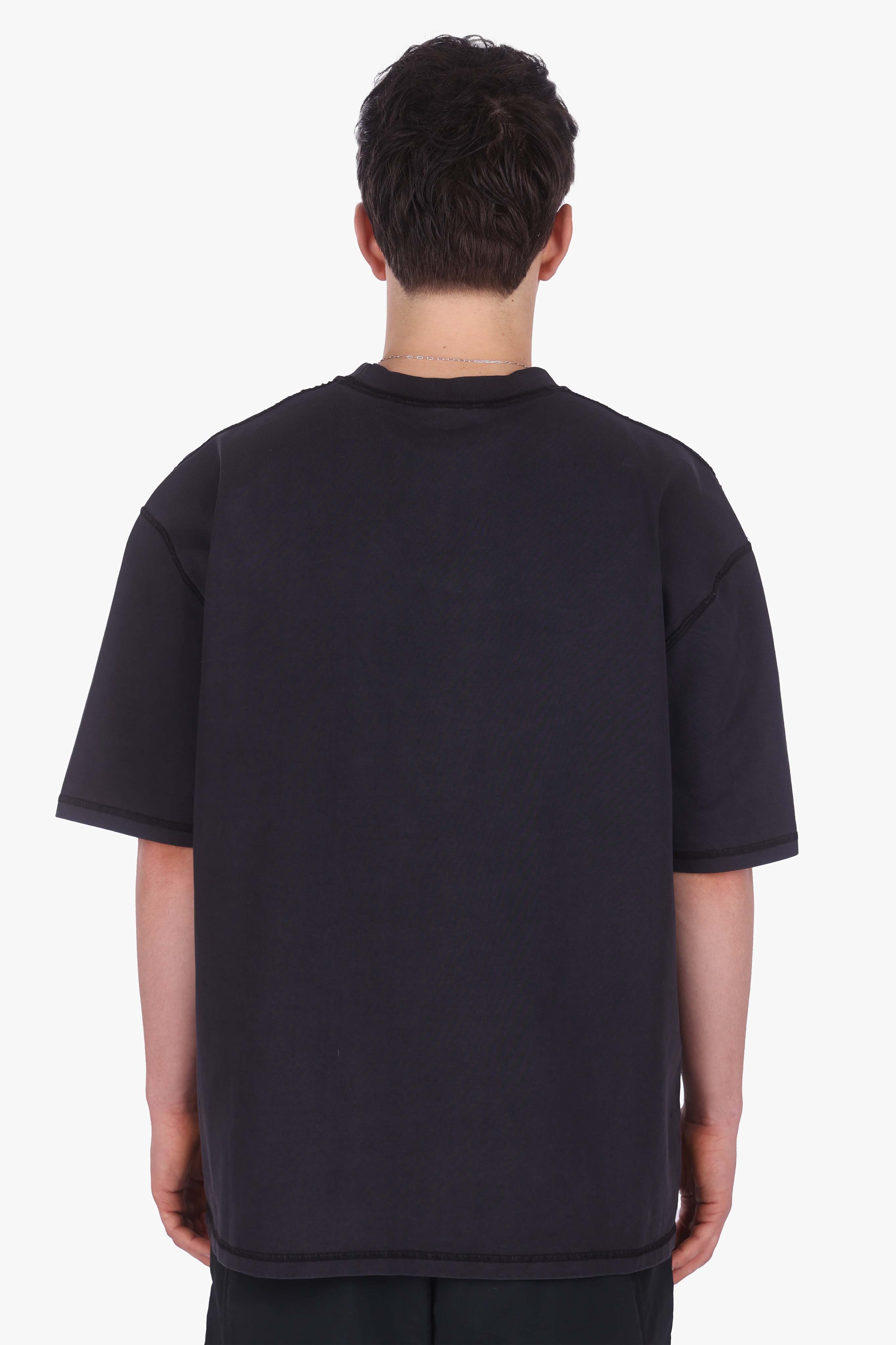 HEAVY OVERSIZE REVERSE SEAM T-SHIRT ACID WASHED BLACK
