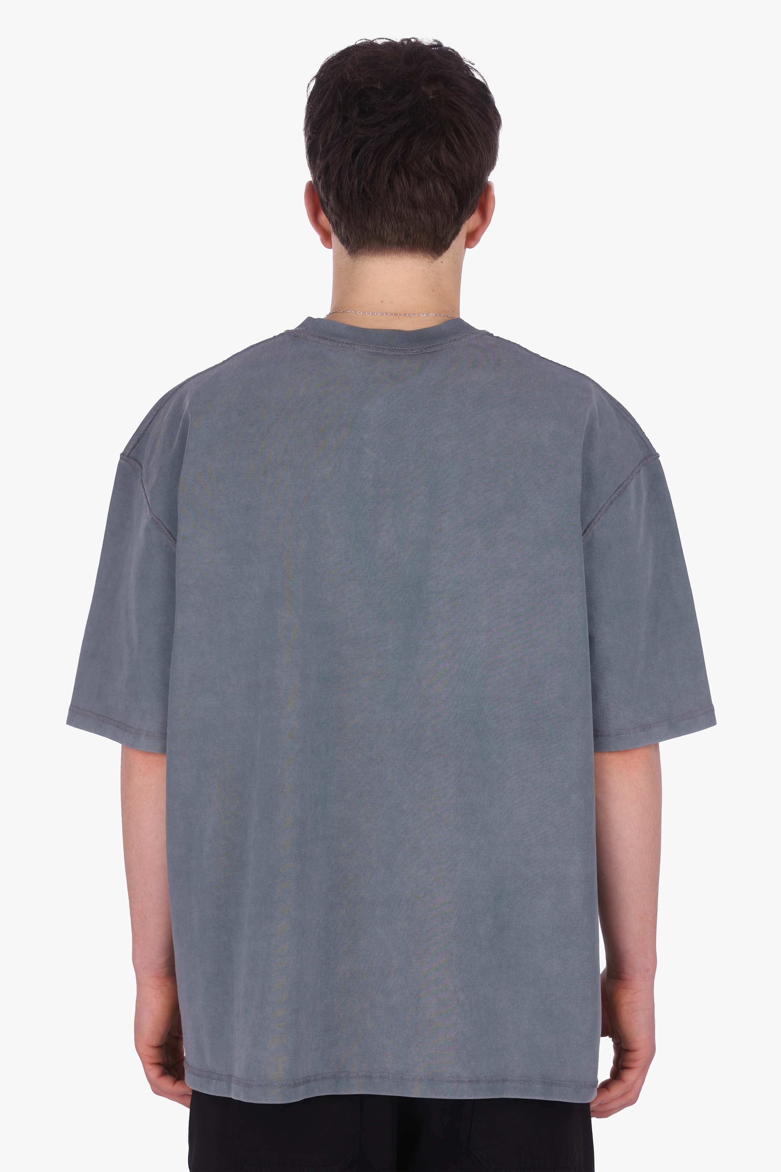 HEAVY OVERSIZE REVERSE SEAM T-SHIRT ACID WASHED GREY