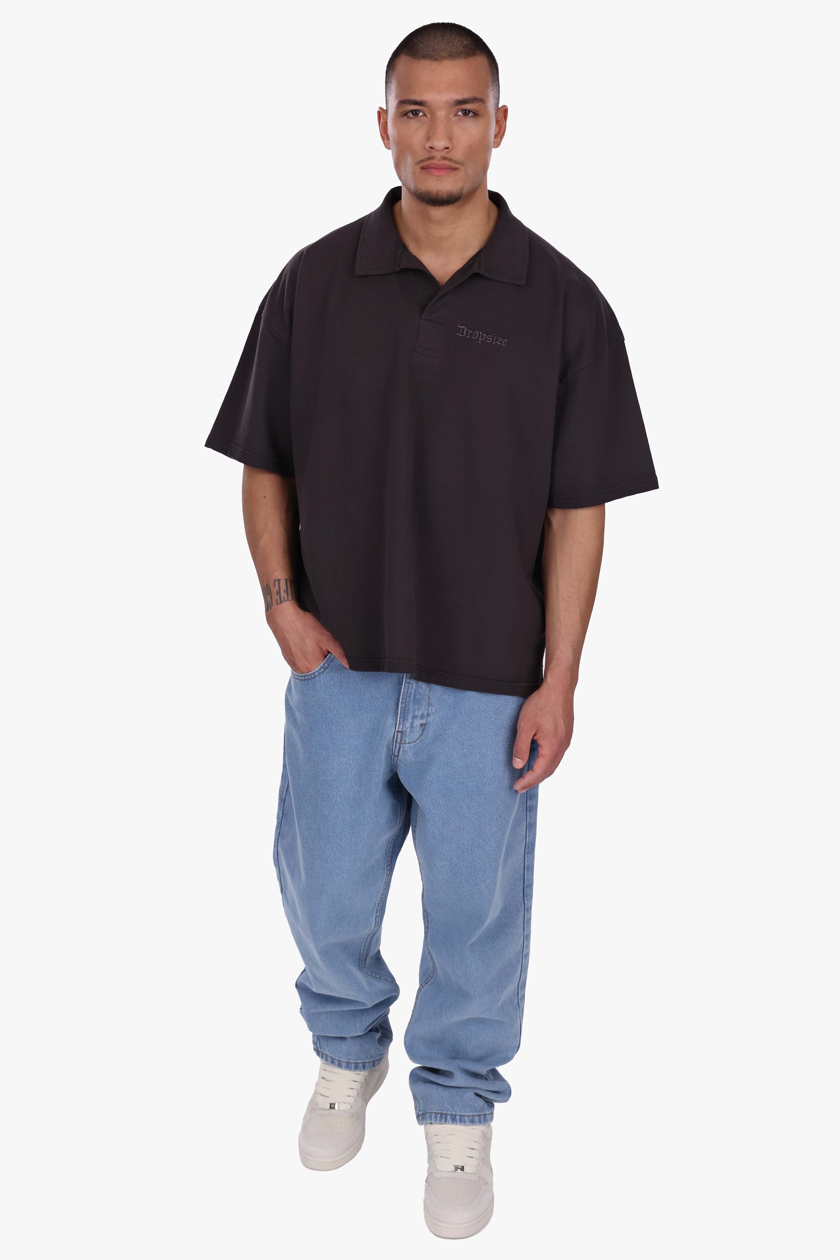 BASIC POLO SHIRT WASHED BLACK
