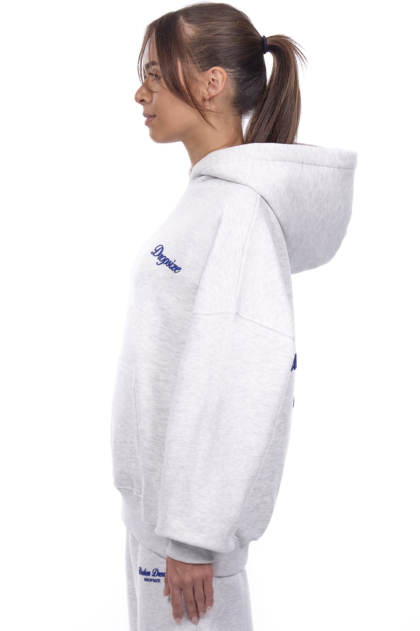 WOMENS BROKEN DREAMS HOODIE GREY MELANGE