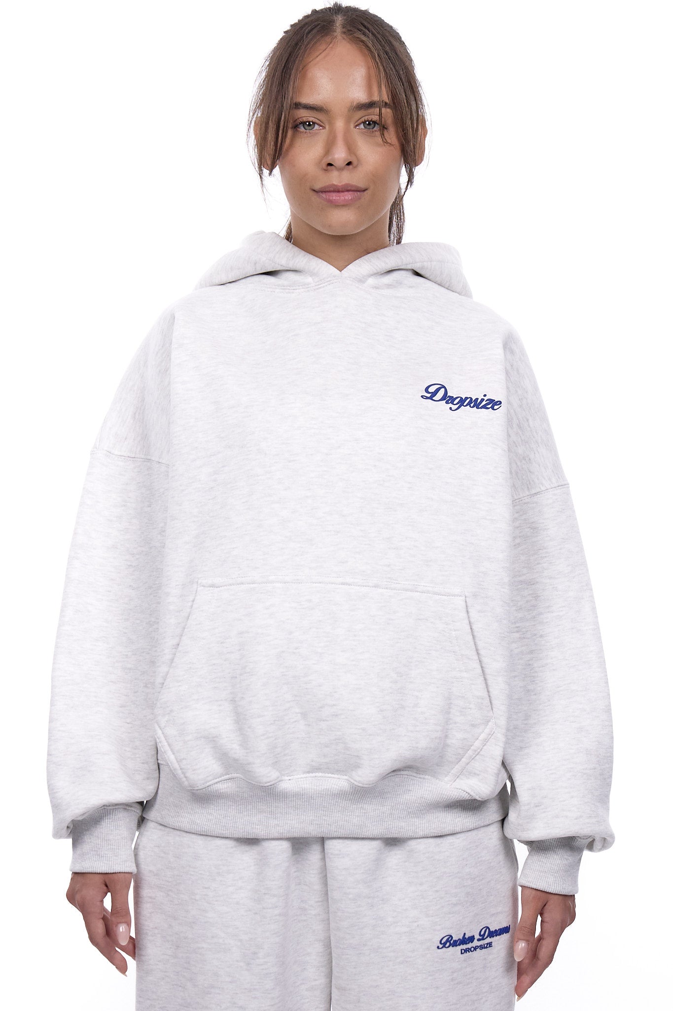 WOMENS BROKEN DREAMS HOODIE GREY MELANGE