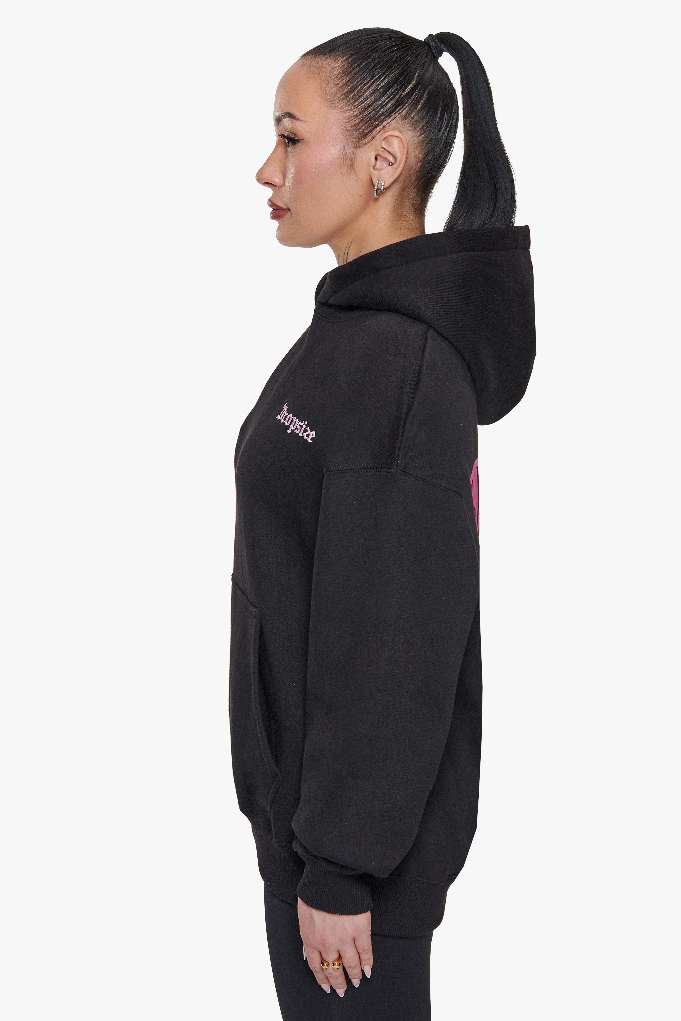 HEAVY OVERSIZE BROKEN HEART HOODIE BLACK