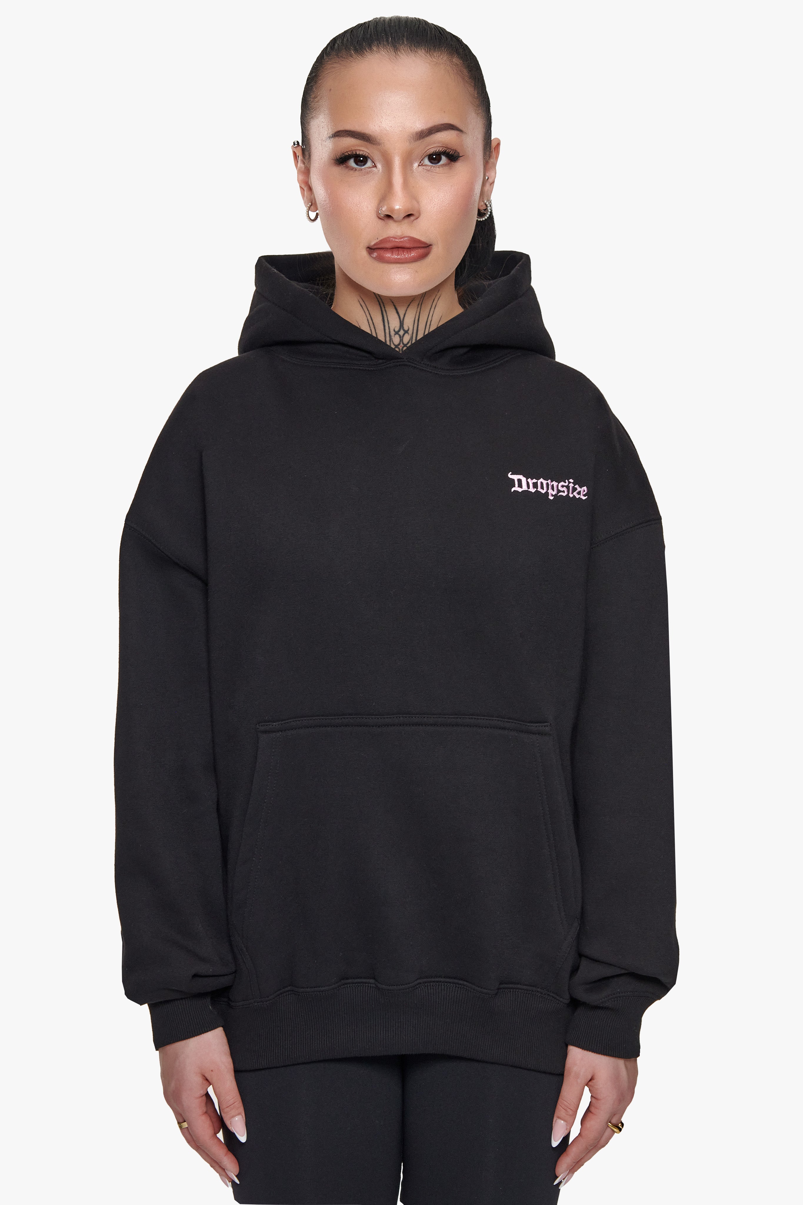 HEAVY OVERSIZE BROKEN HEART HOODIE BLACK