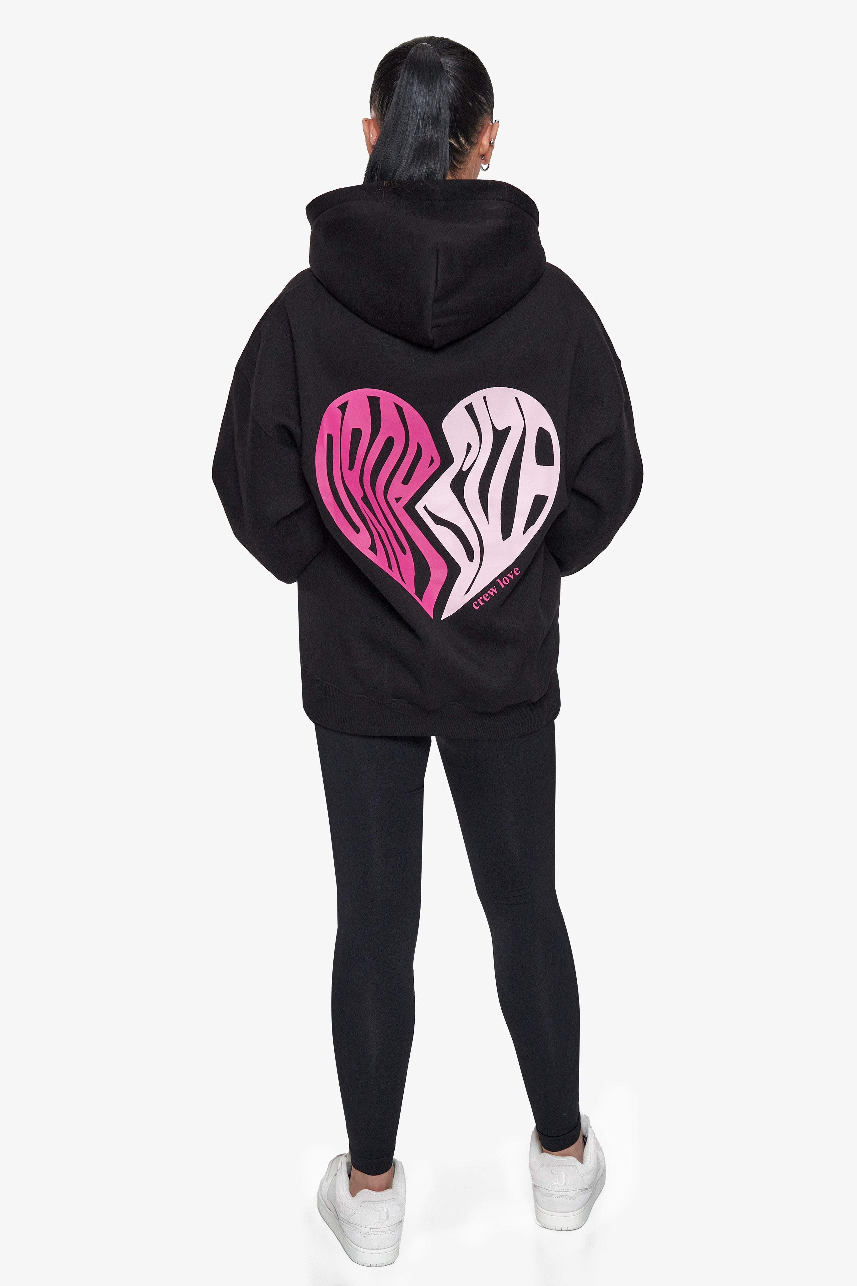 HEAVY OVERSIZE BROKEN HEART HOODIE BLACK