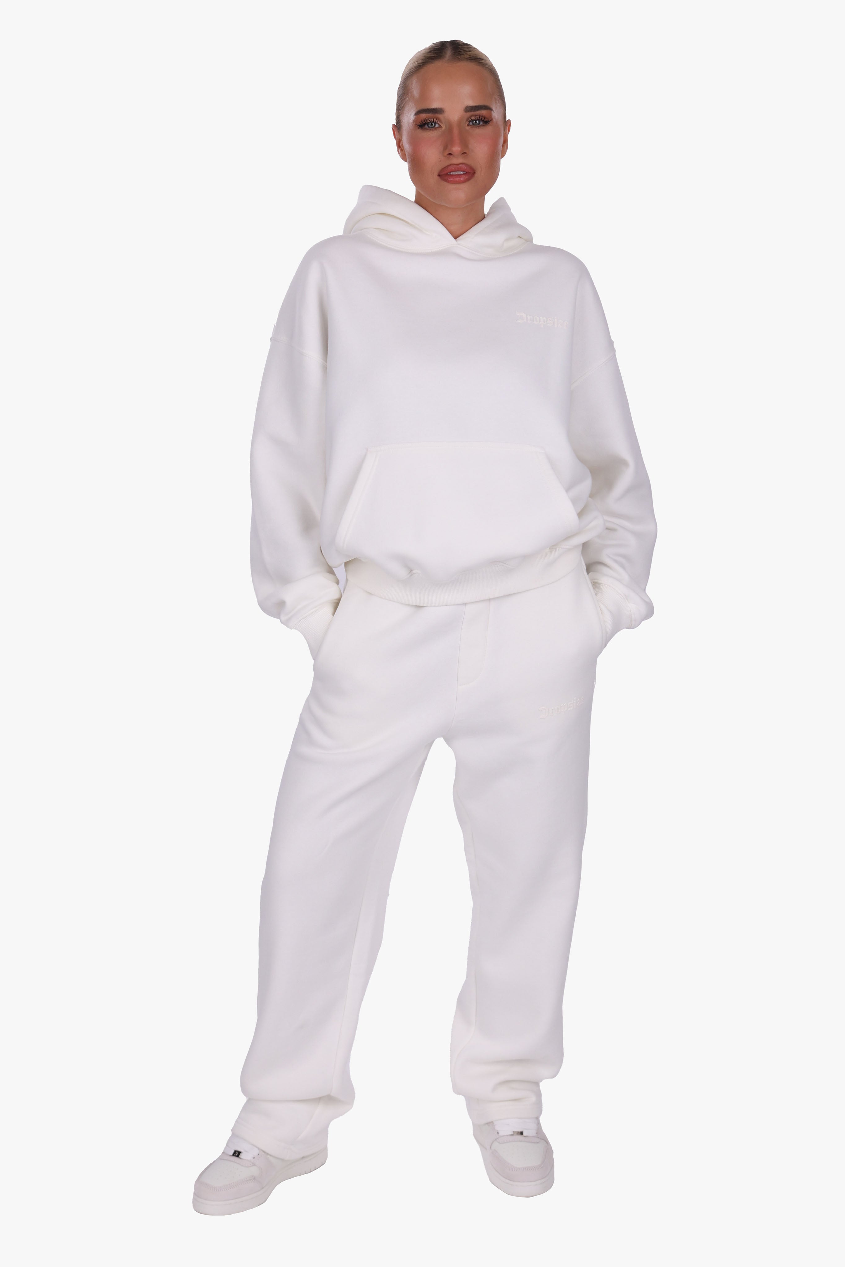 WOMEN BASIC COZY HOODIE CREAM WHITE