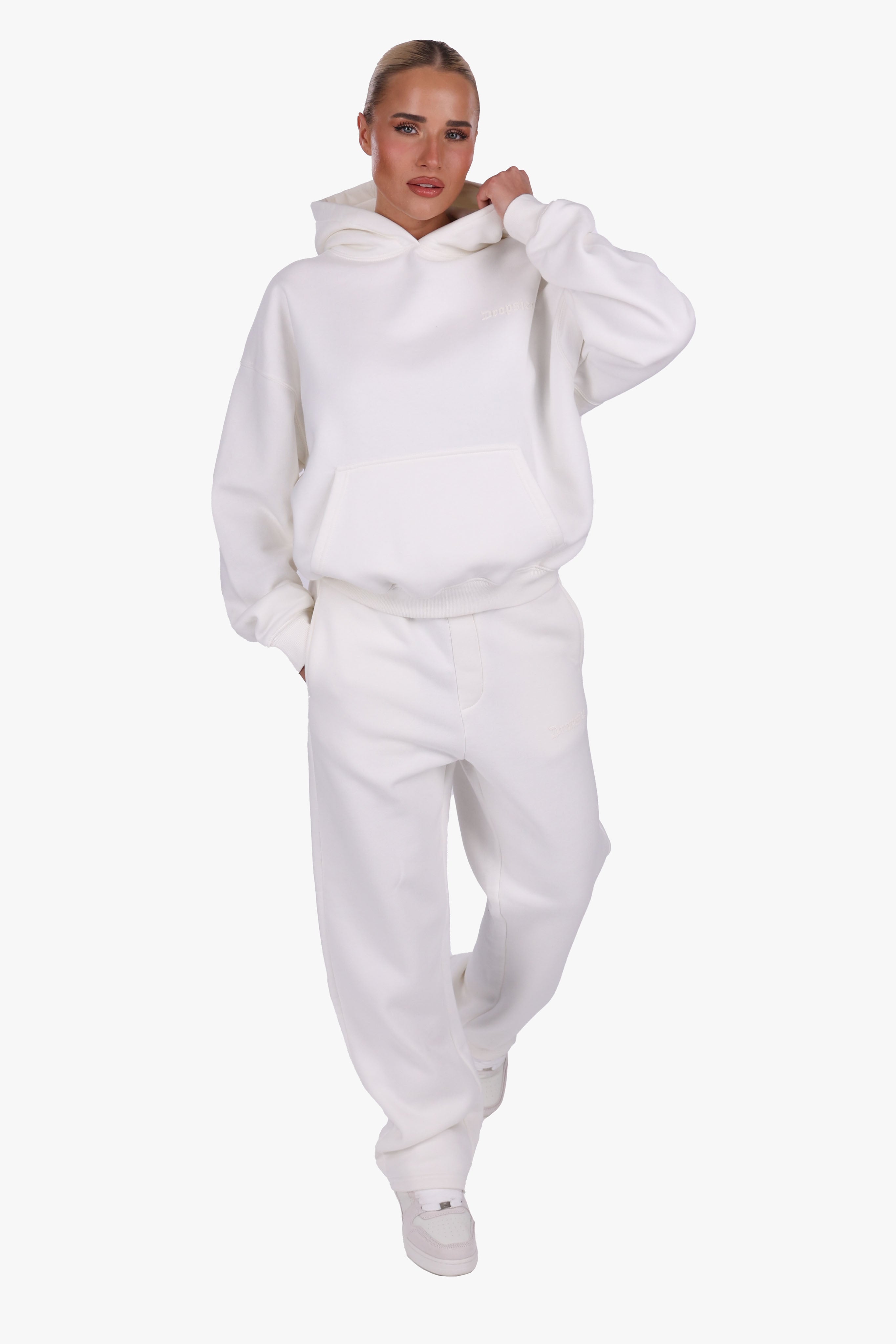 WOMEN BASIC COZY HOODIE CREAM WHITE