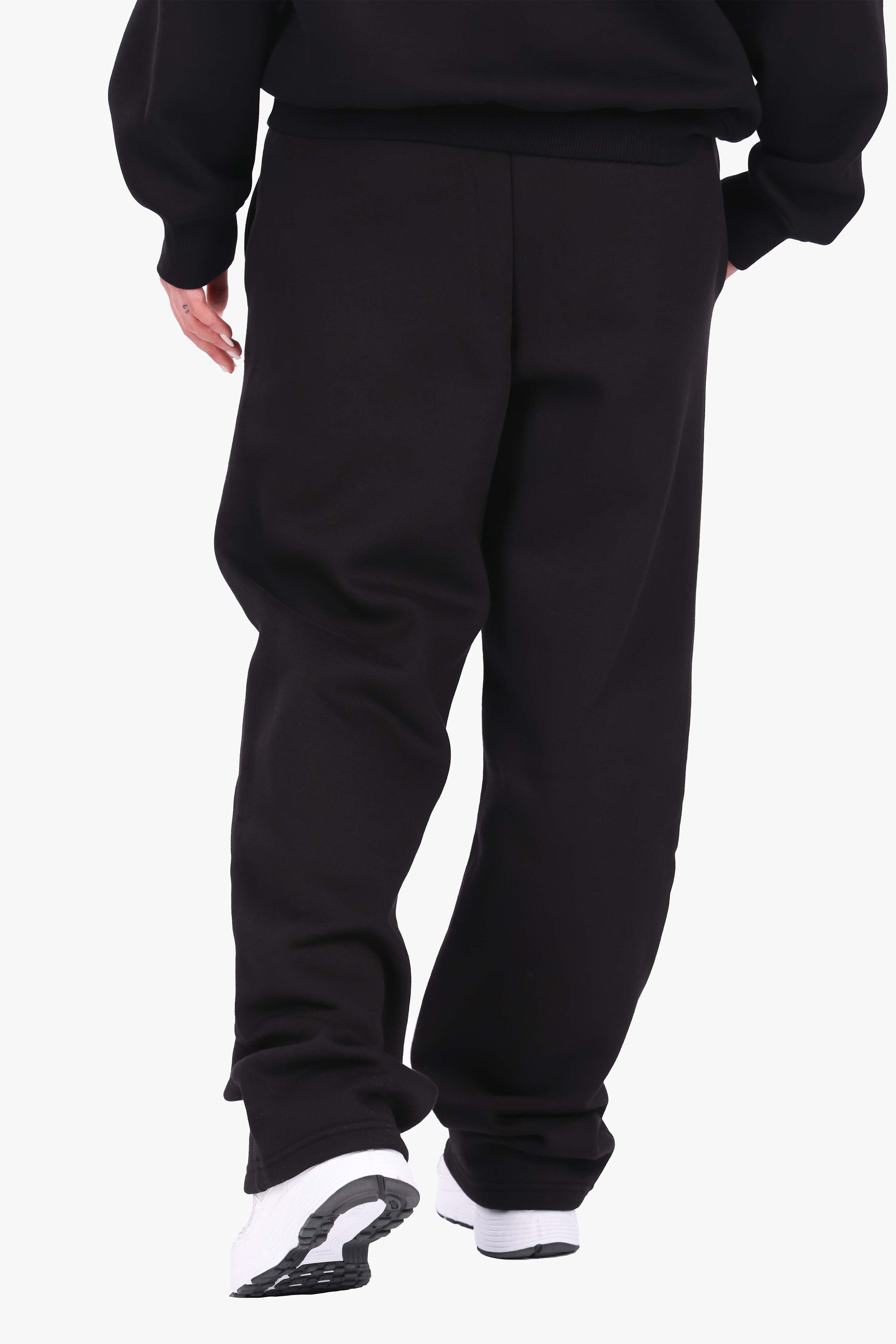 WOMEN BASIC COZY OPEN LEG JOGGER BLACK