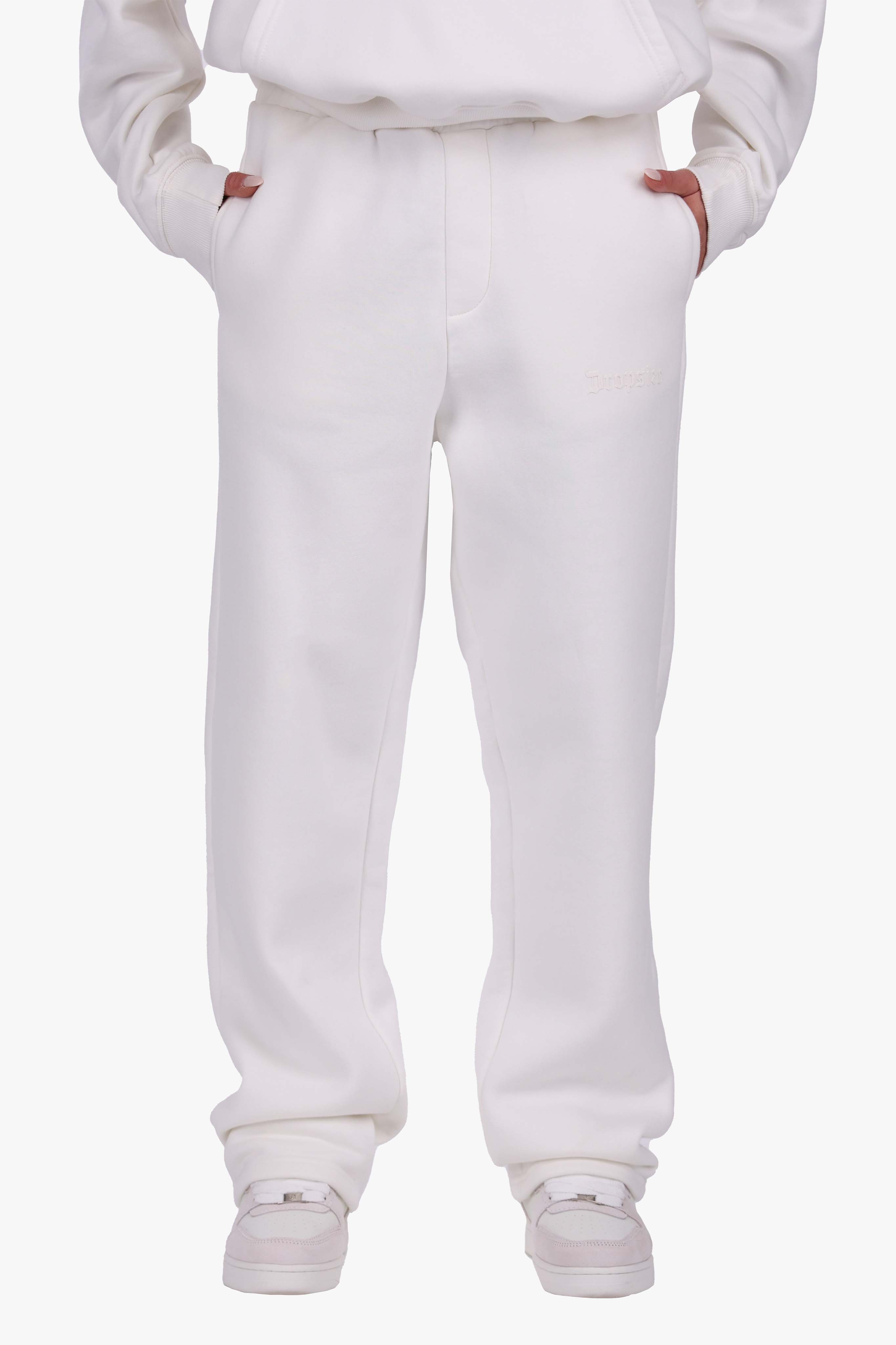 WOMEN BASIC COZY OPEN LEG JOGGER CREAM WHITE