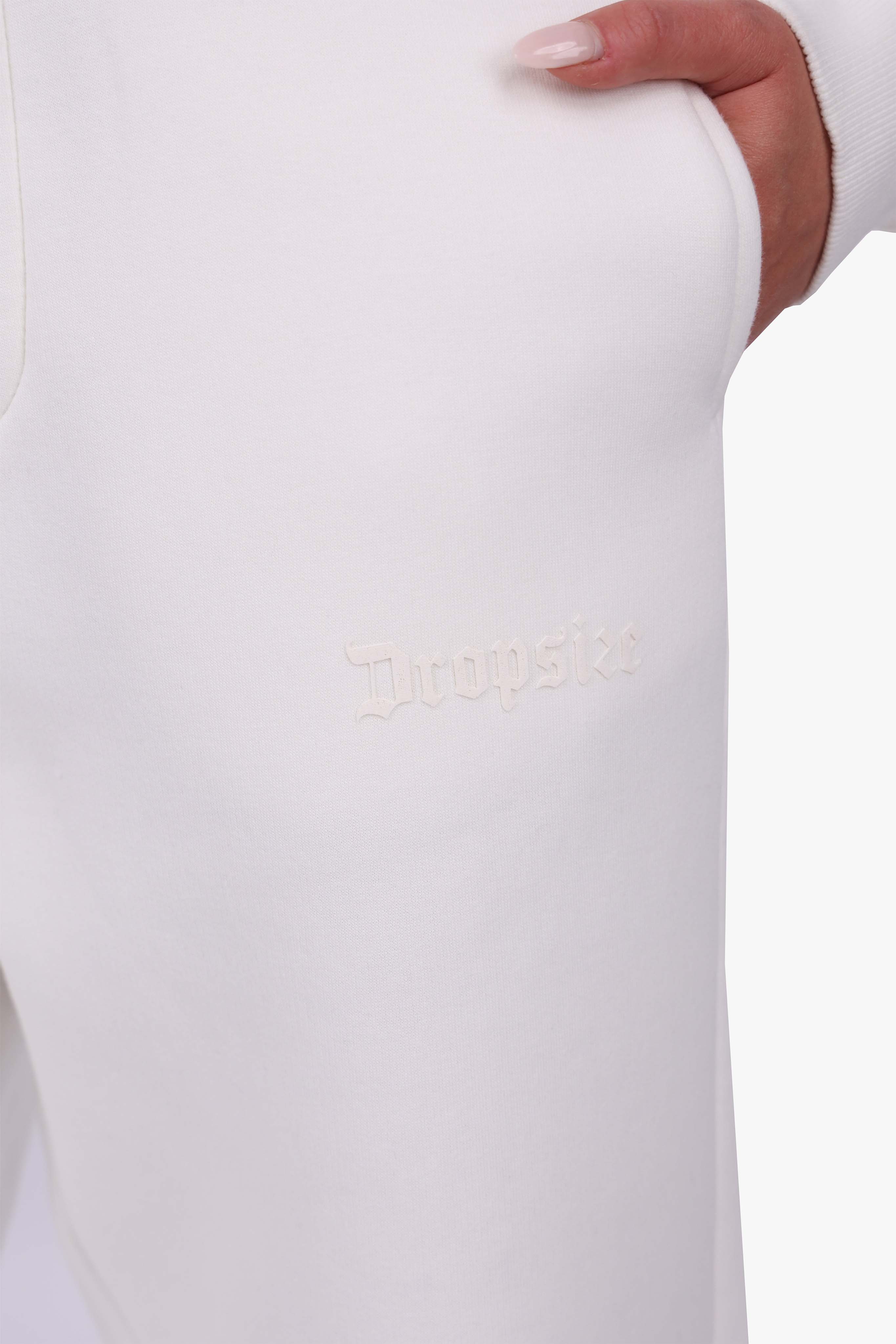 WOMEN BASIC COZY OPEN LEG JOGGER CREAM WHITE