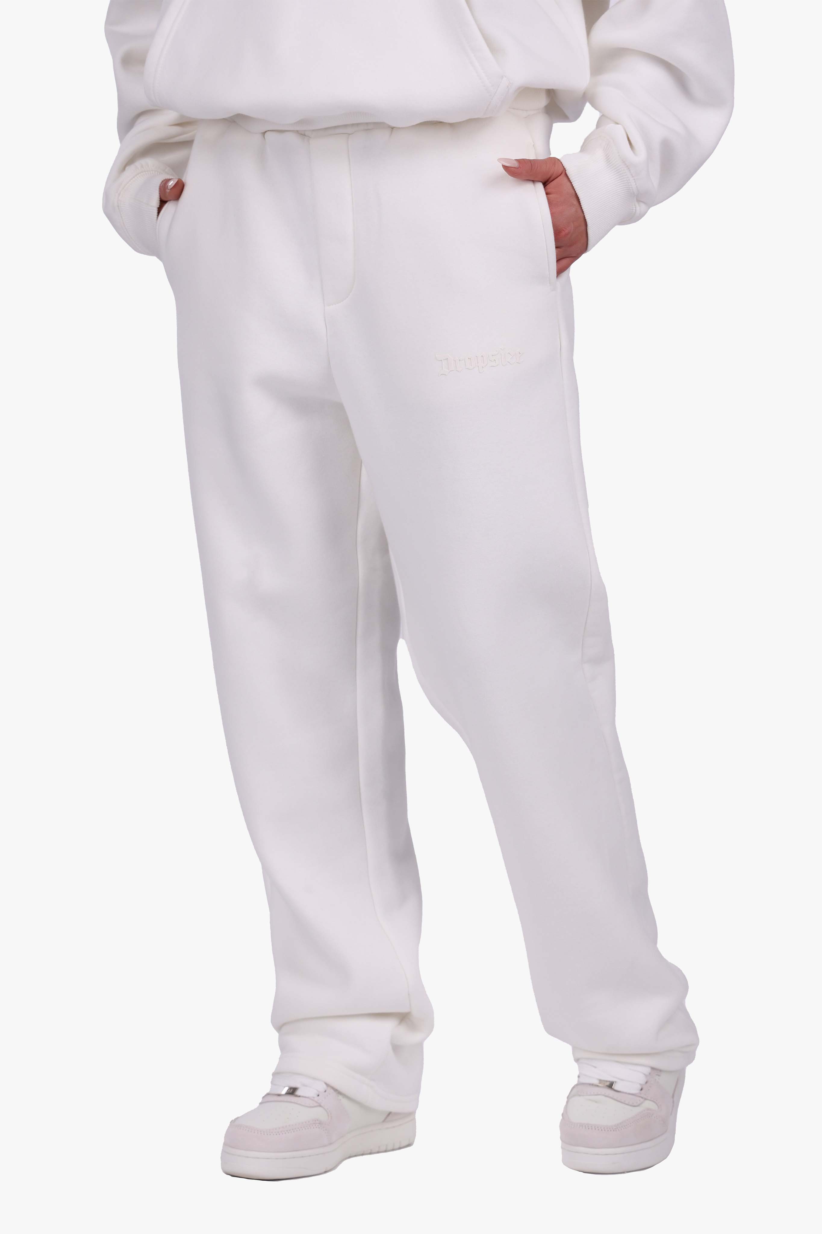 WOMEN BASIC COZY OPEN LEG JOGGER CREAM WHITE