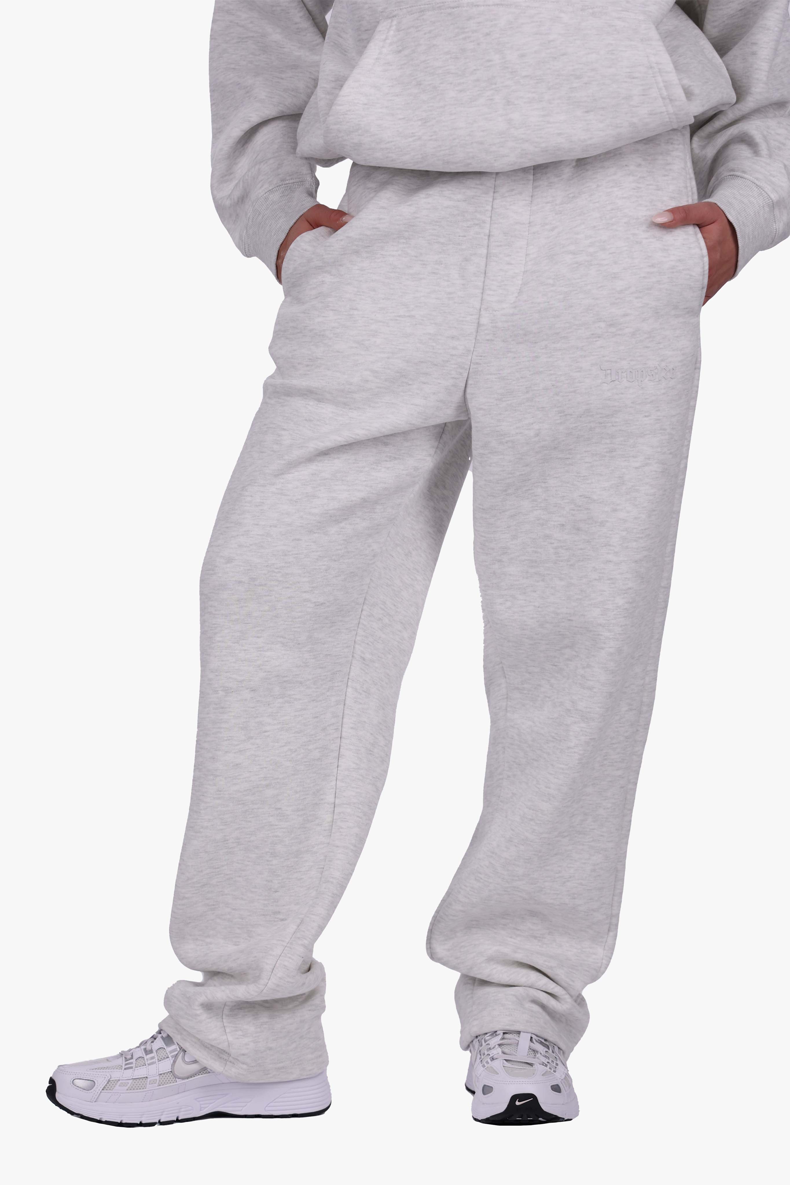 WOMEN BASIC COZY OPEN LEG JOGGER GREY MELANGE