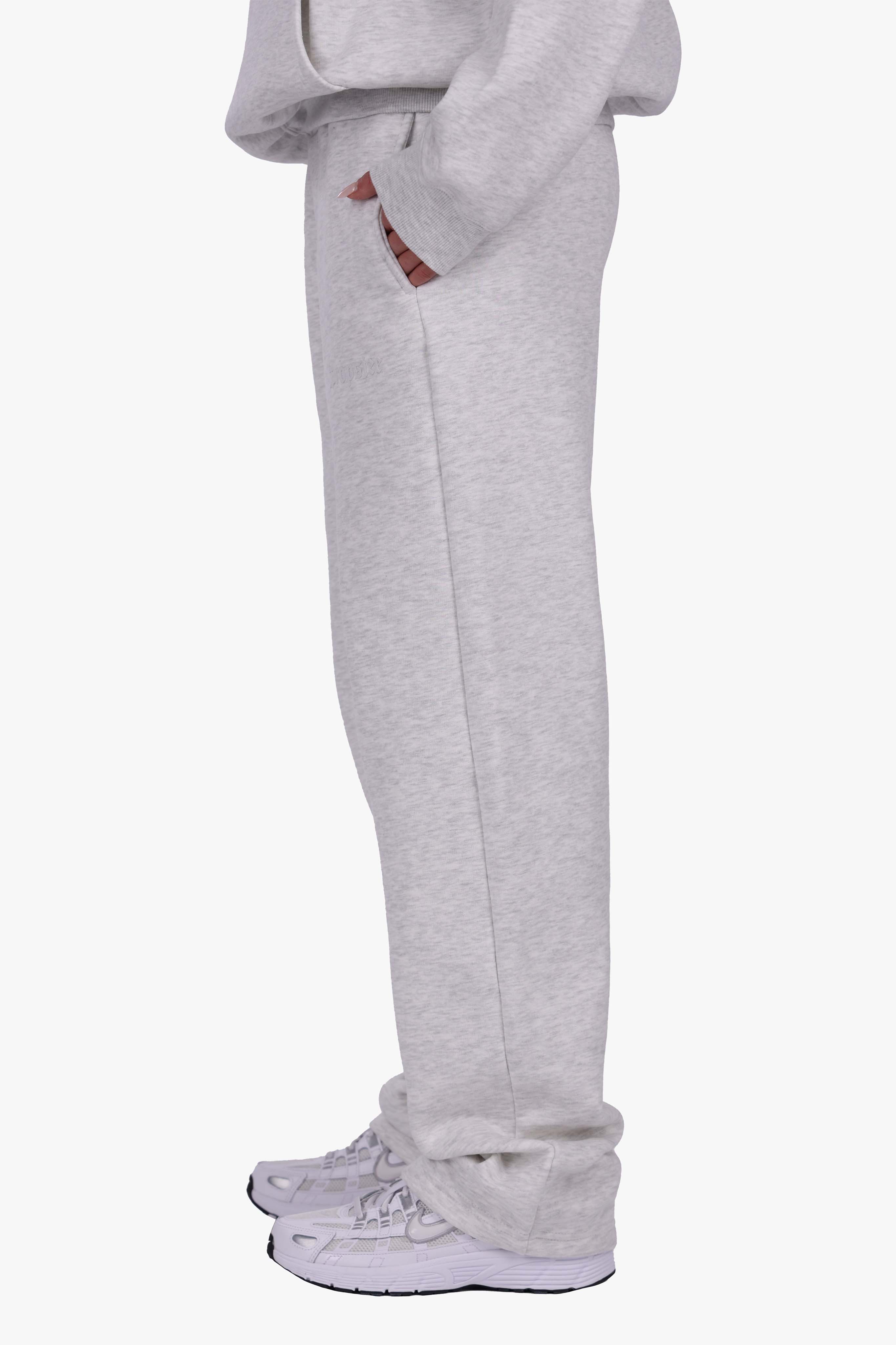 WOMEN BASIC COZY OPEN LEG JOGGER GREY MELANGE