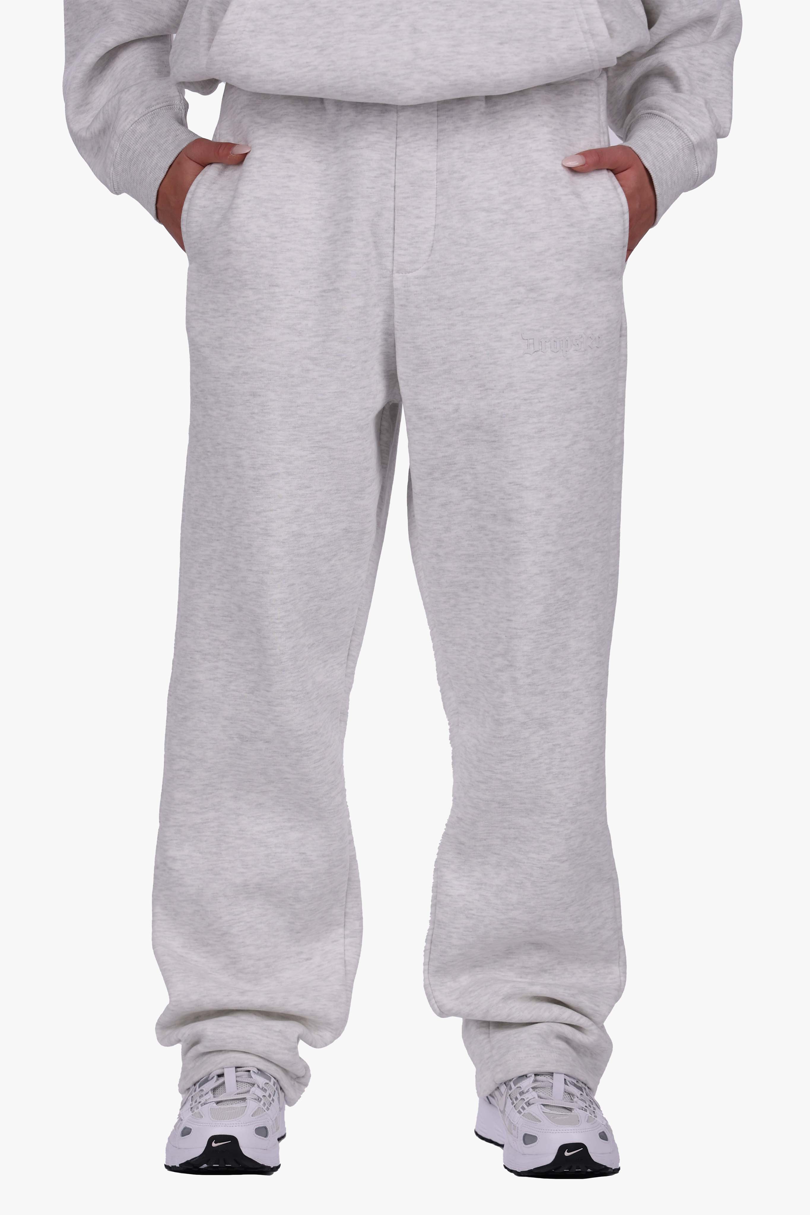 WOMEN BASIC COZY OPEN LEG JOGGER GREY MELANGE