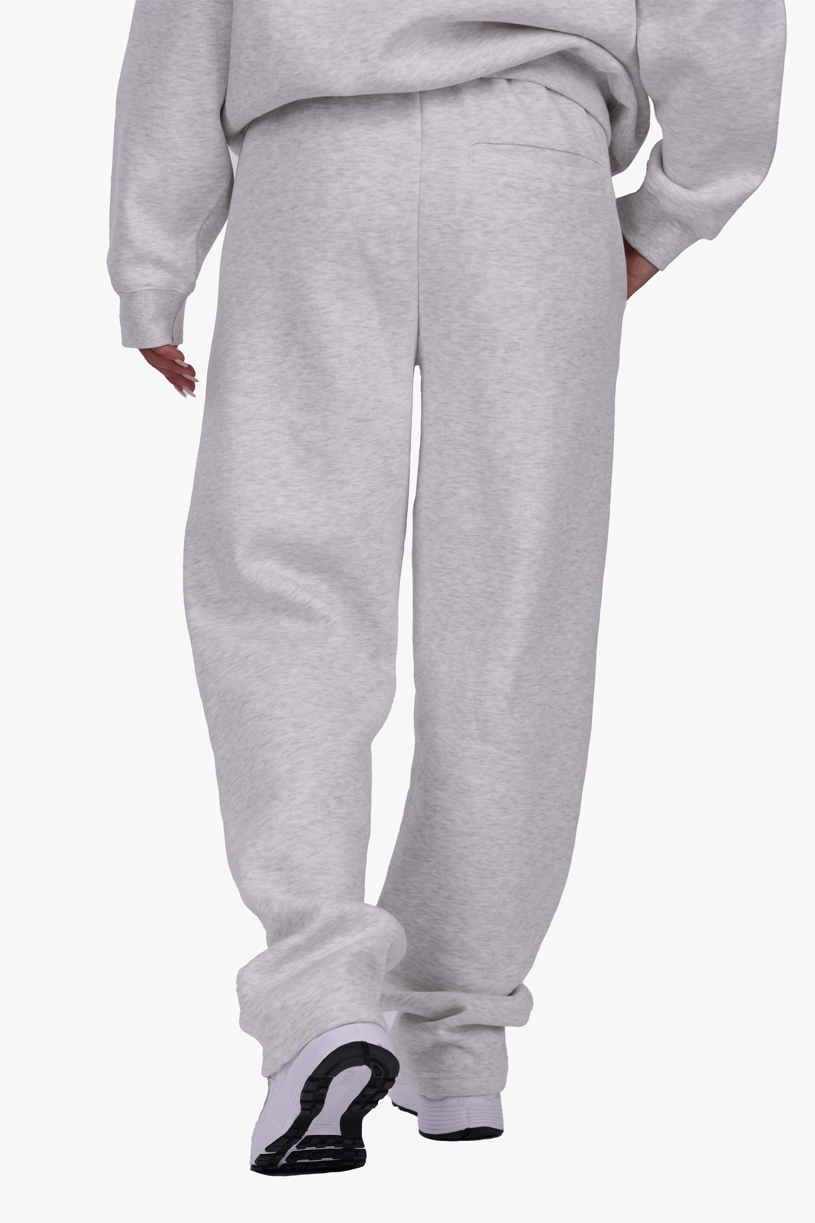 WOMEN BASIC COZY OPEN LEG JOGGER GREY MELANGE