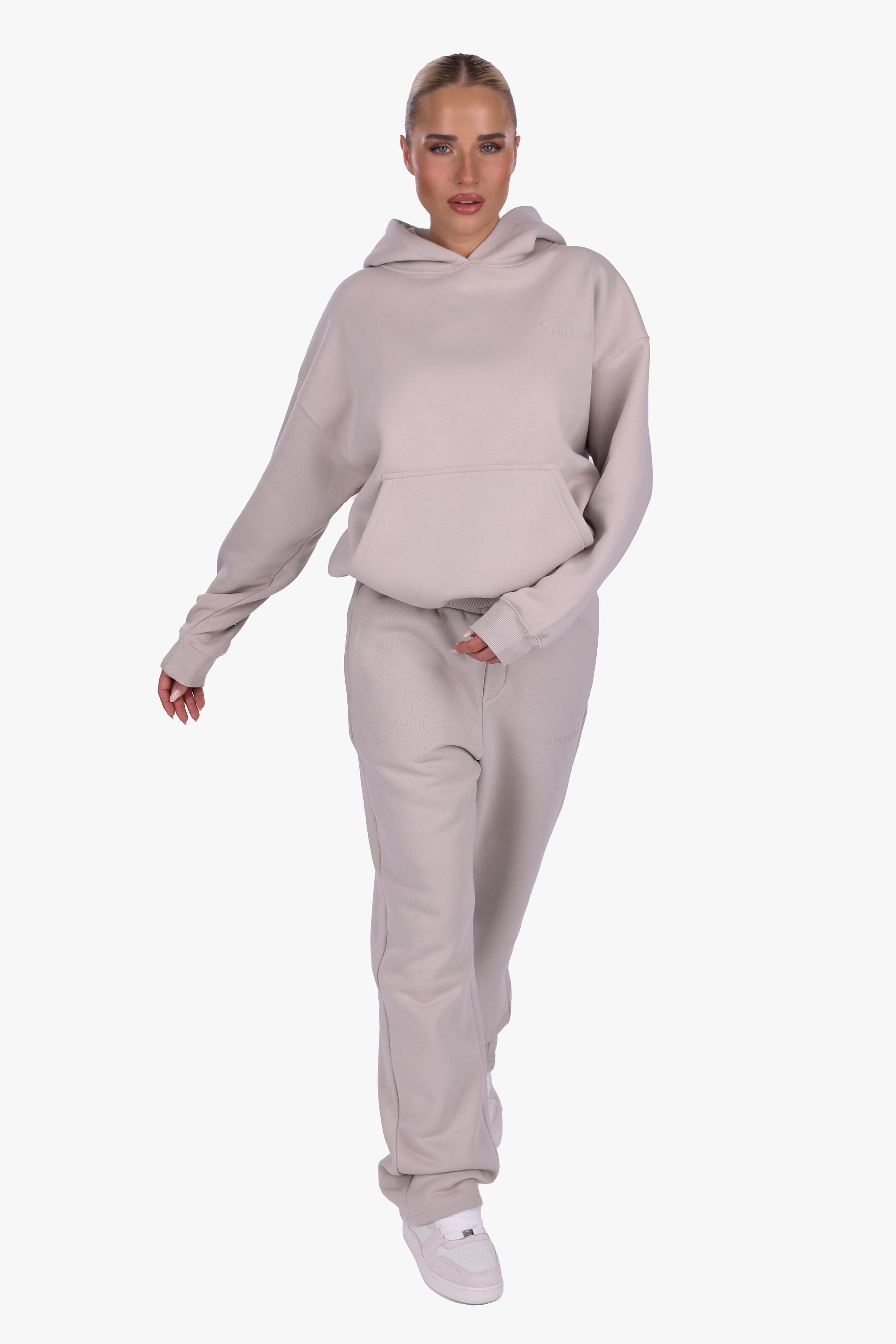 WOMEN BASIC COZY OPEN LEG JOGGER MOON BEAM