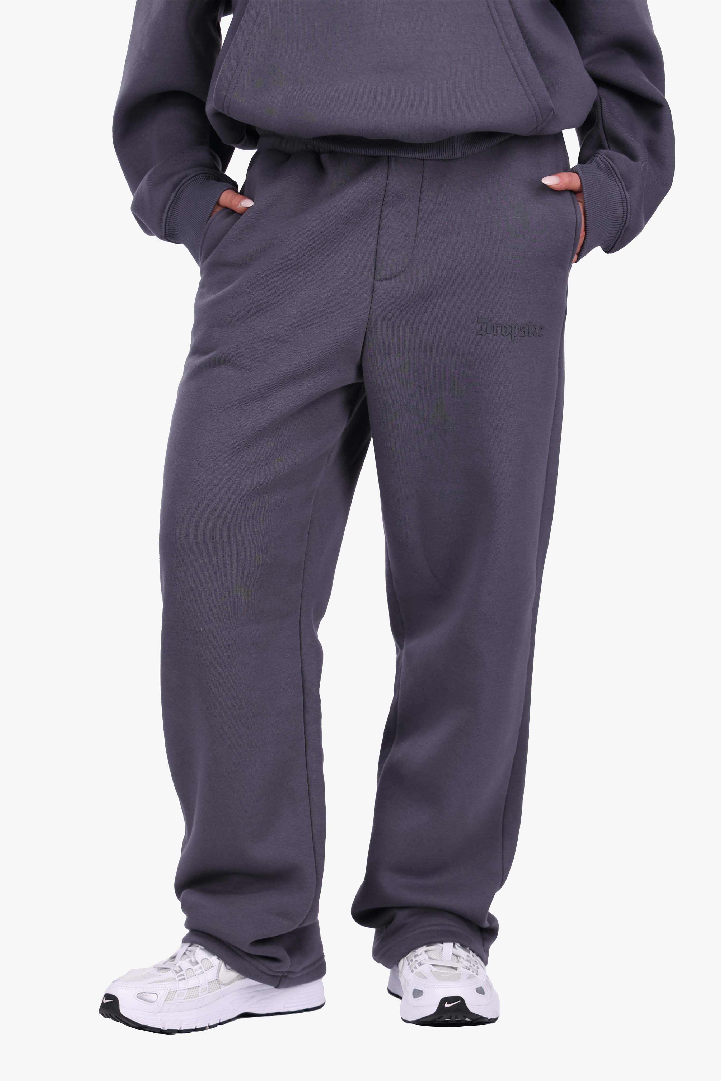 WOMEN BASIC COZY OPEN LEG JOGGER STEEL GREY
