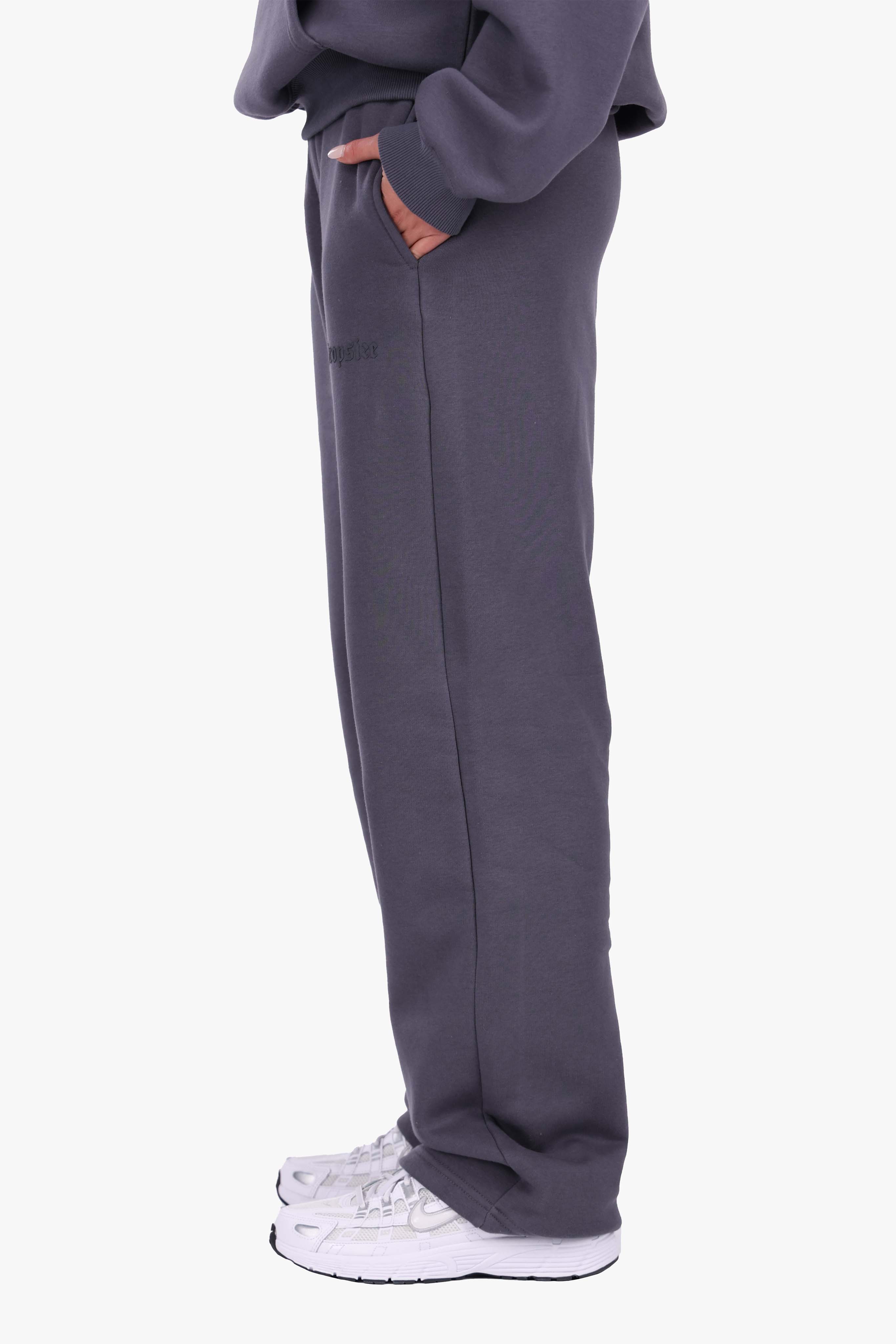 WOMEN BASIC COZY OPEN LEG JOGGER STEEL GREY