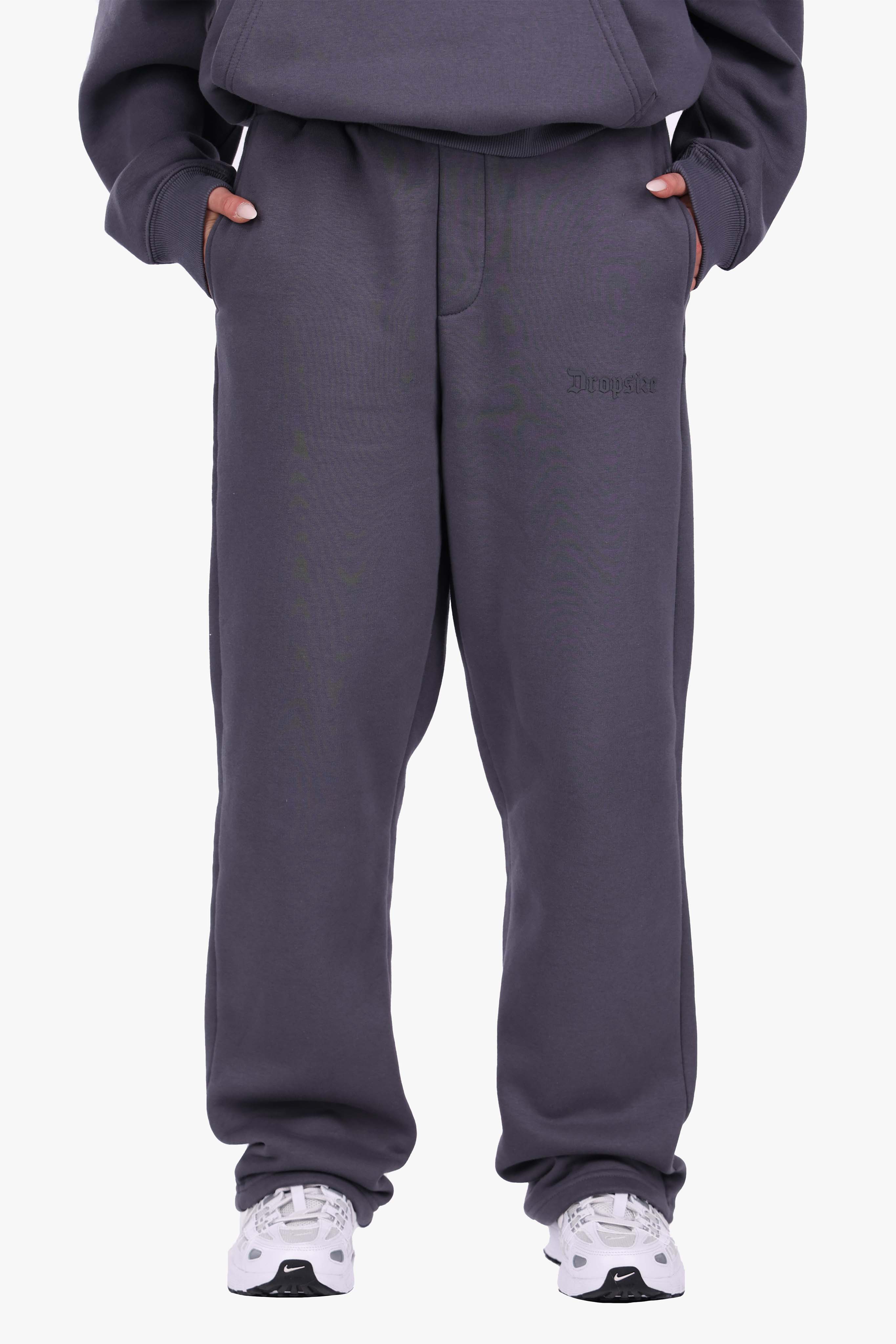 WOMEN BASIC COZY OPEN LEG JOGGER STEEL GREY