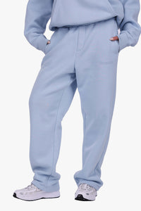 WOMEN BASIC COZY OPEN LEG JOGGER BABY BLUE