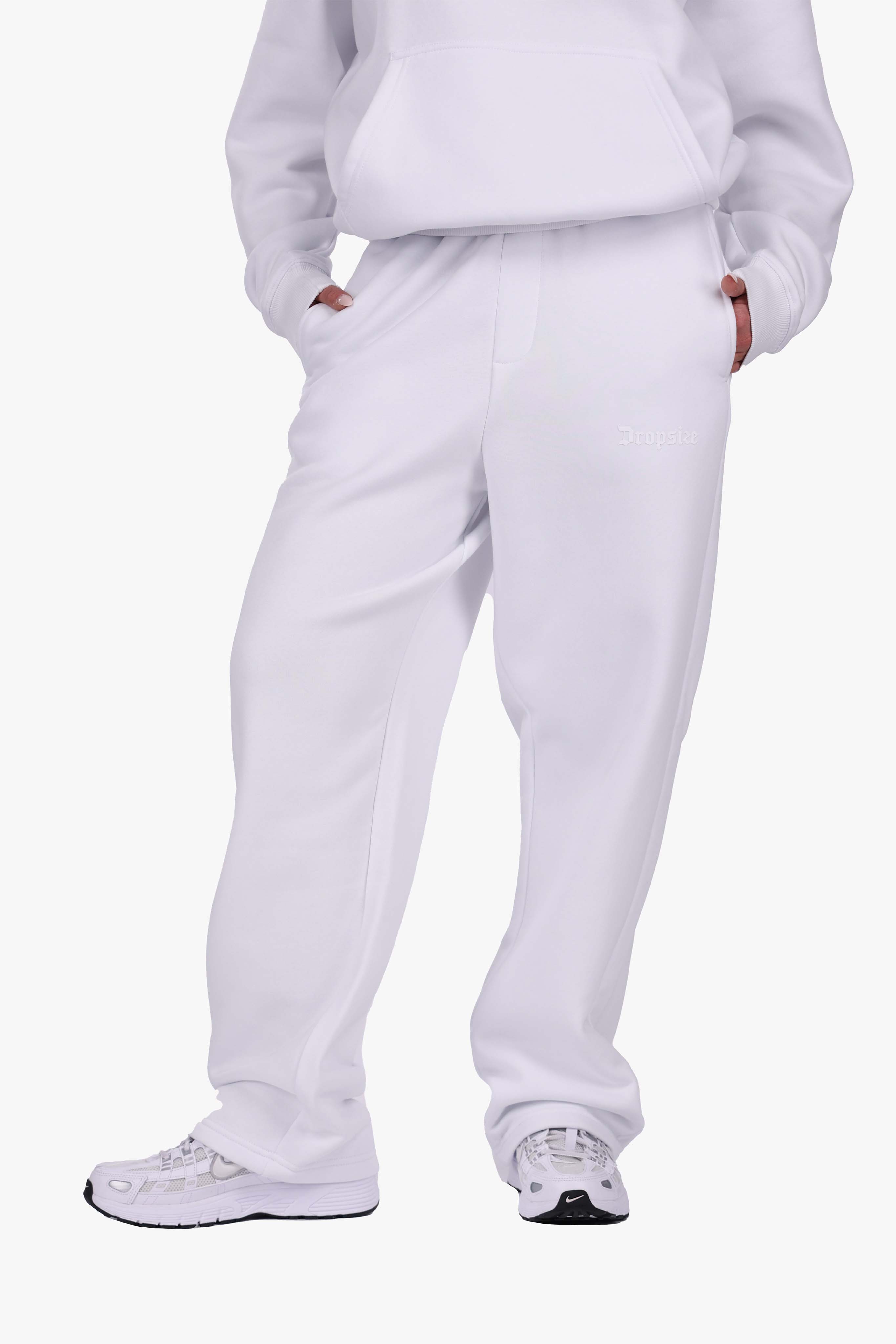 WOMEN BASIC COZY OPEN LEG JOGGER WHITE