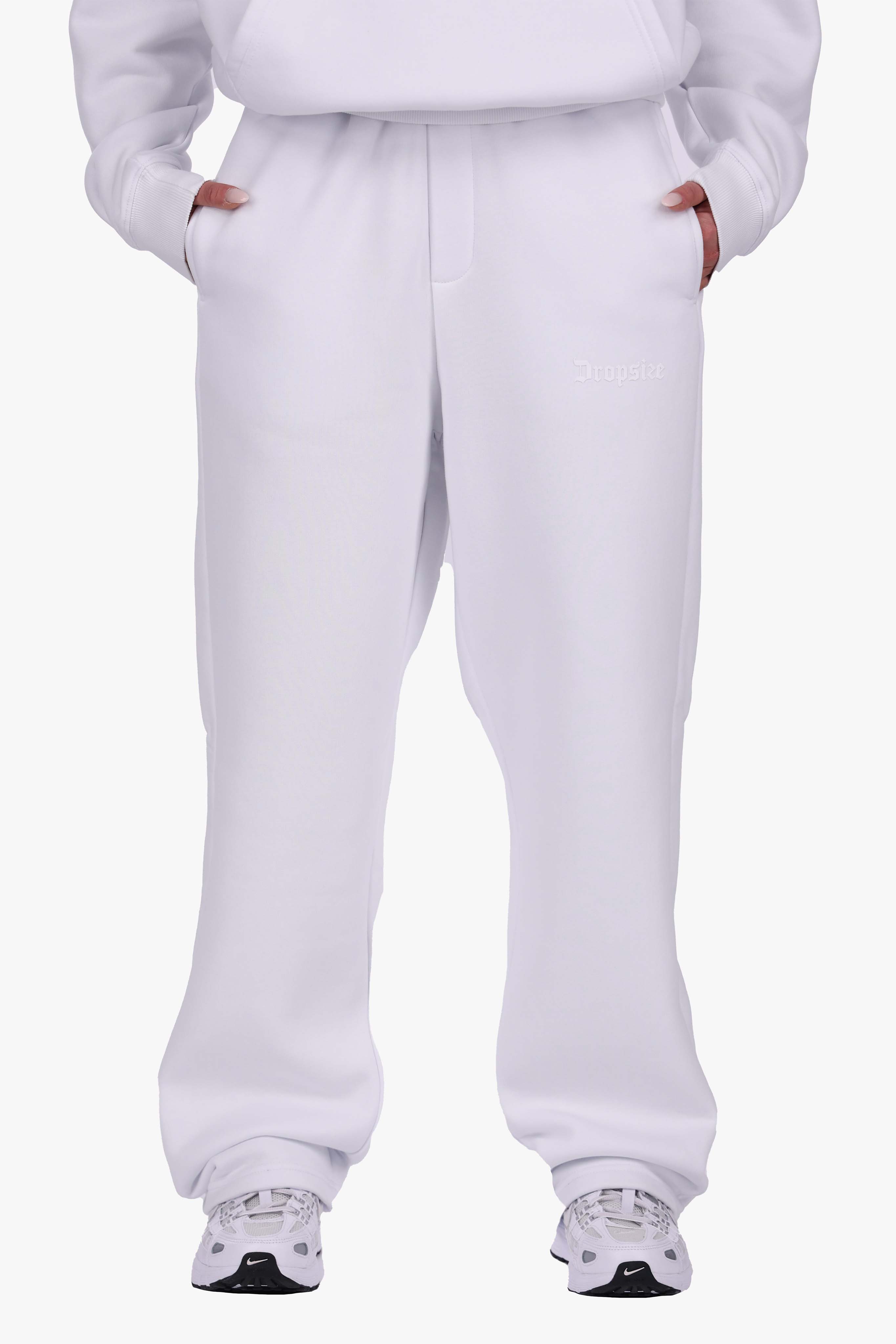 WOMEN BASIC COZY OPEN LEG JOGGER WHITE