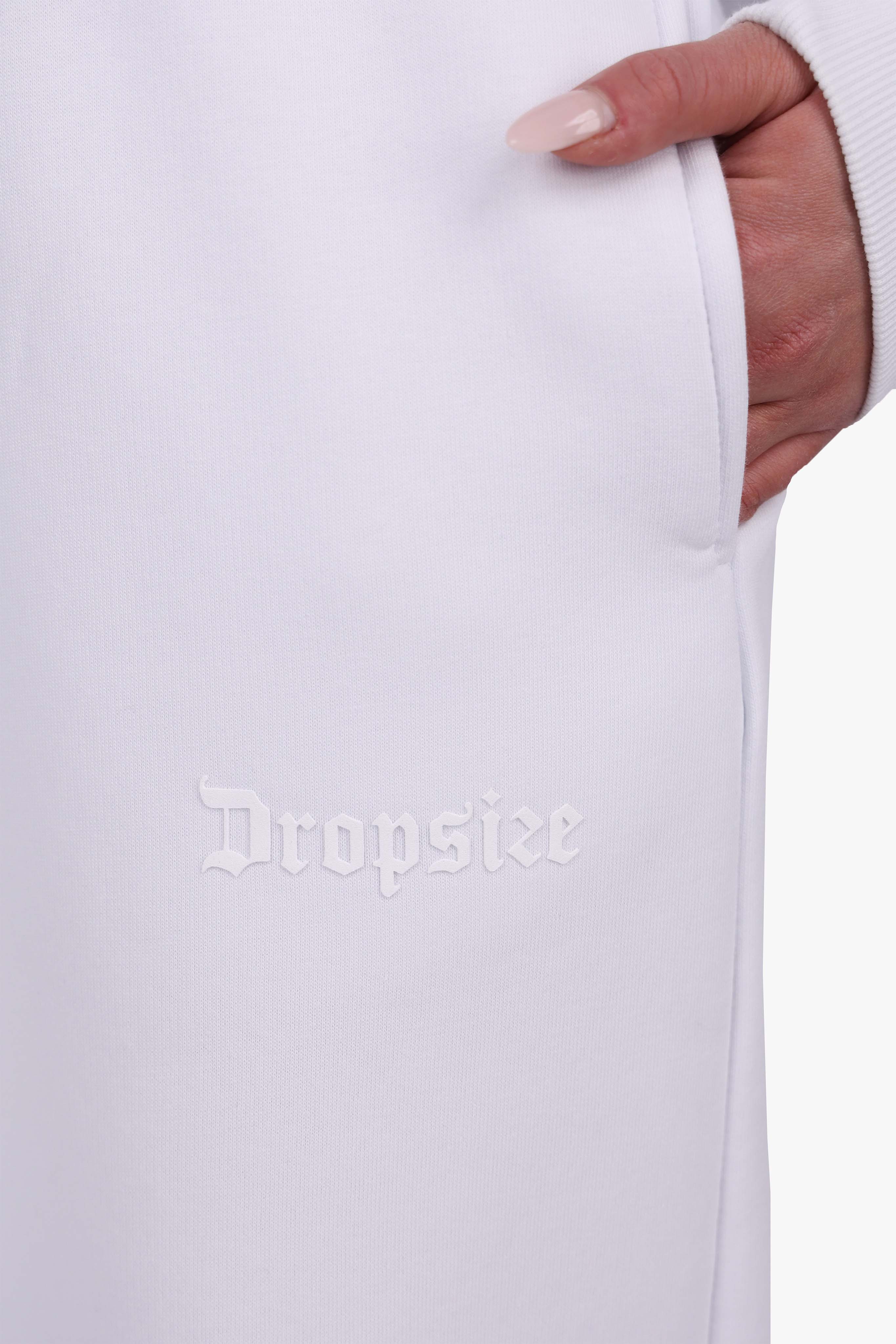 WOMEN BASIC COZY OPEN LEG JOGGER WHITE